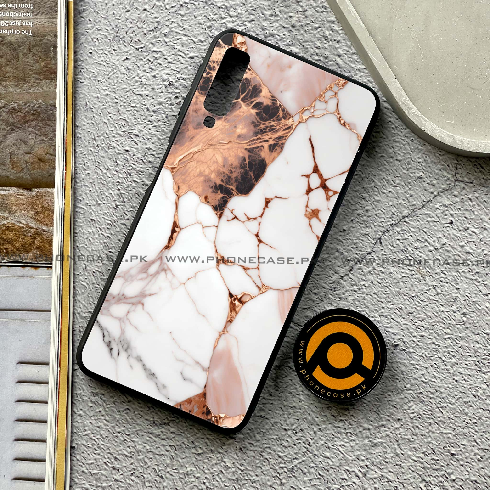 Galaxy A7 2018 - Liquid Marble Series - Premium Printed Metal soft Bumper shock Proof Case