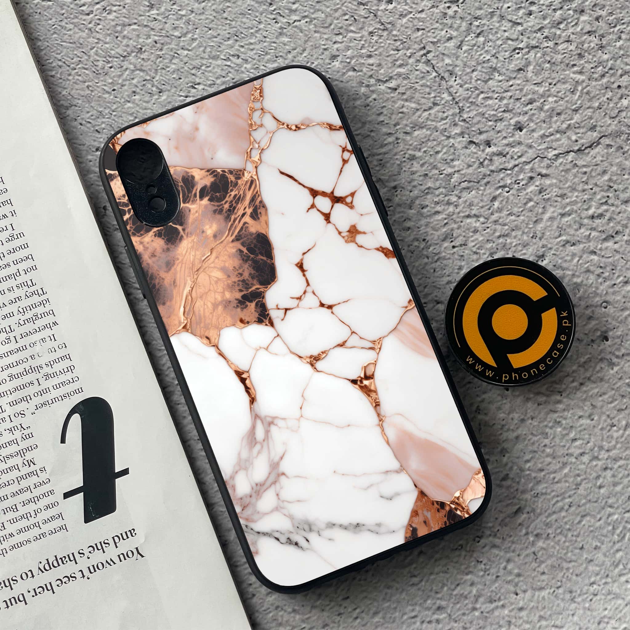iPhone XR - Liquid Marble Series - Premium Metal Printed soft Bumper shock Proof Case