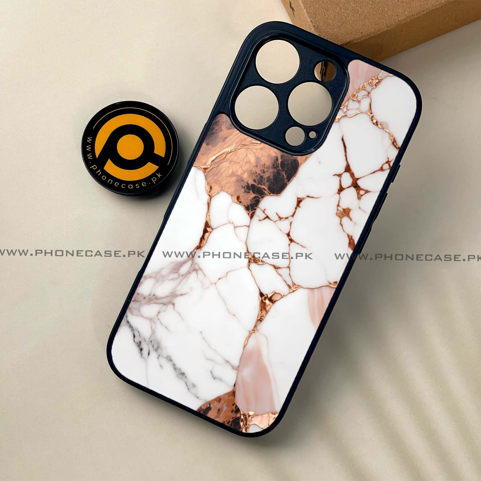 iPhone 16 Pro - Liquid Marble Series - Premium Printed Glass soft Bumper shock Proof Case