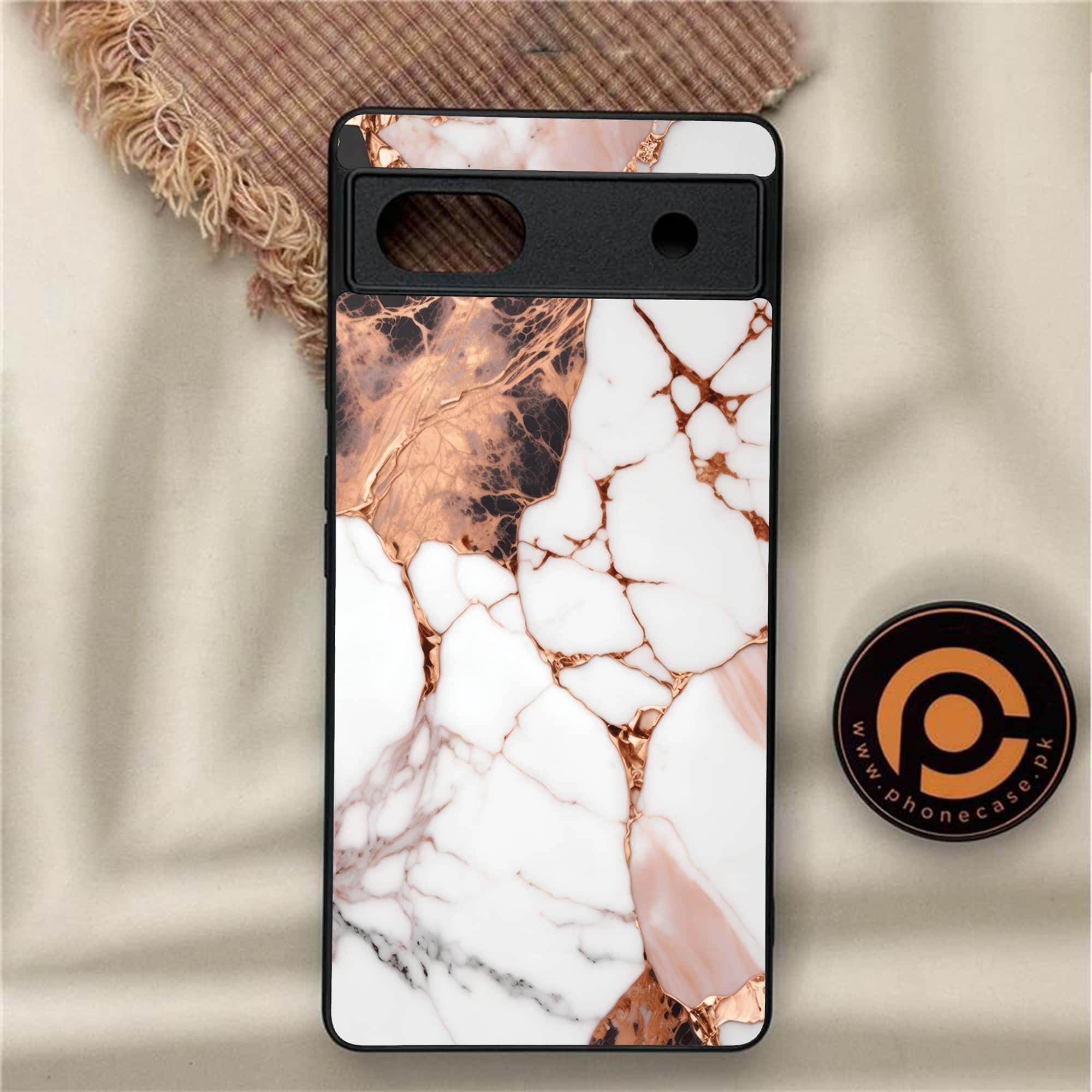 Google Pixel 6A - Liquid Marble Series - Premium Metal Printed soft Bumper Shock Proof Case