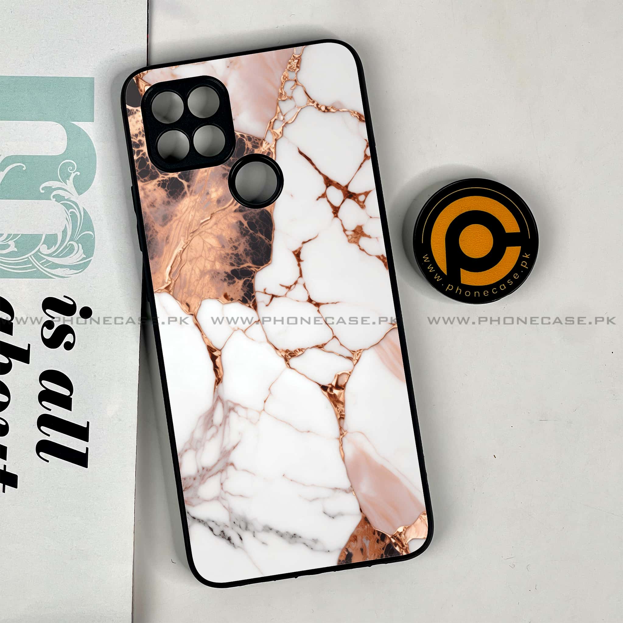 Oppo A15s - Liquid Marble Series - Premium Printed Glass soft Bumper shock Proof Case