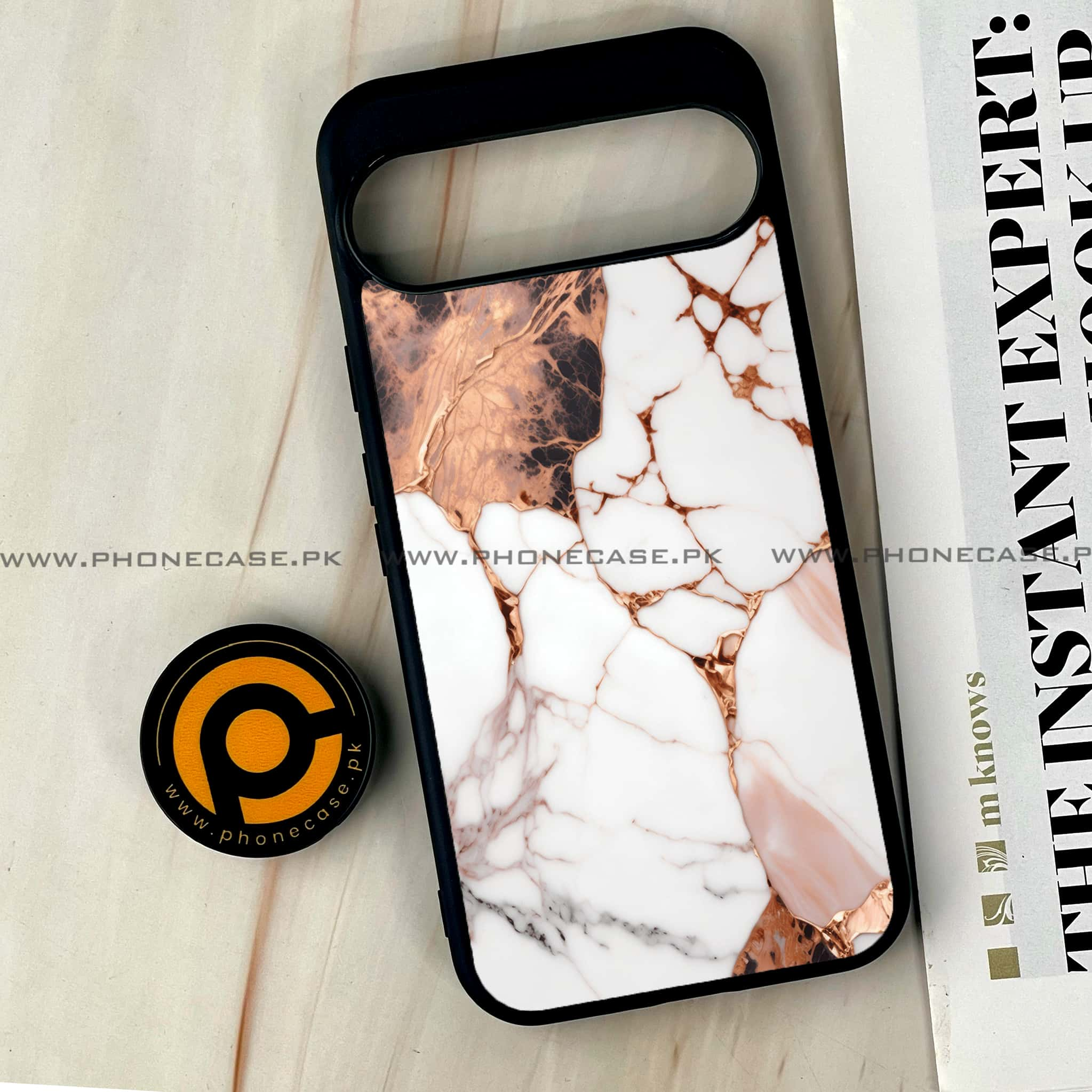 Google Pixel 9 Pro XL - Liquid Marble Series - Premium Printed Glass soft Bumper shock Proof Case