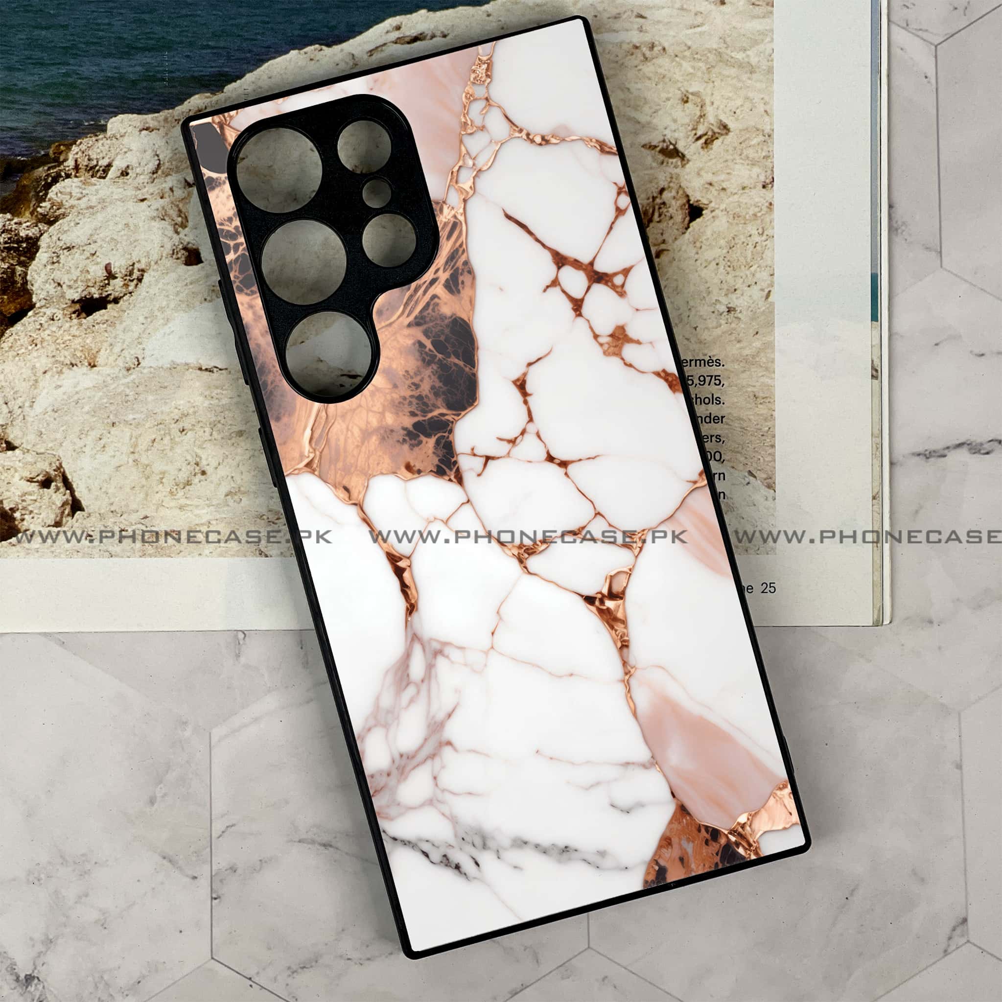 Samsung Galaxy S24 Ultra - Liquid Marble Series - Premium Metal Printed soft Bumper shock Proof Case