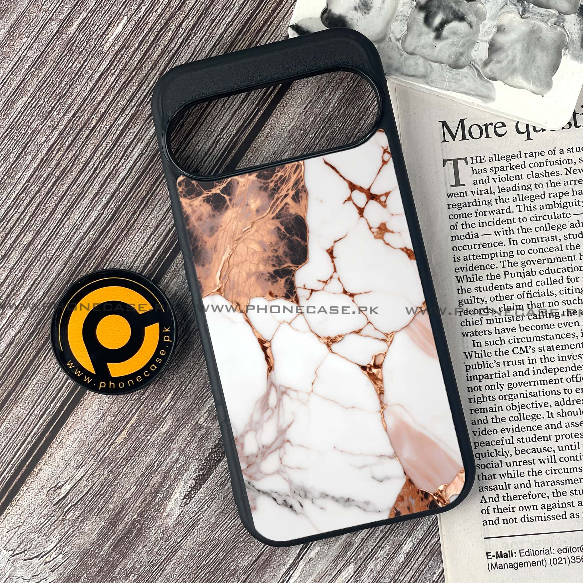 Google Pixel 9 - Liquid Marble Series - Premium Metal Printed soft Bumper Shock Proof Case