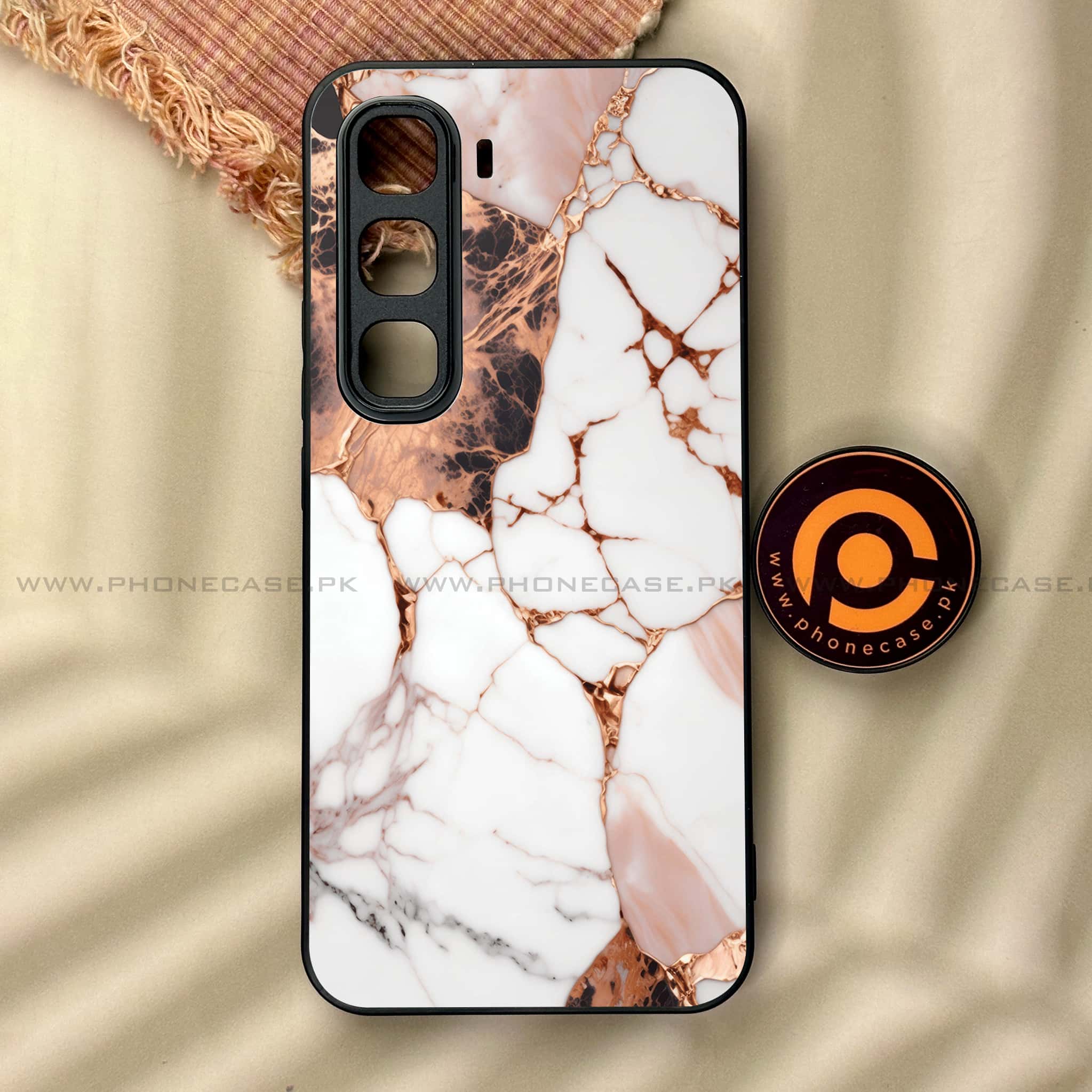 Infinix Hot 60 Pro - Liquid Marble Series - Premium Metal Printed soft Bumper shock Proof Case