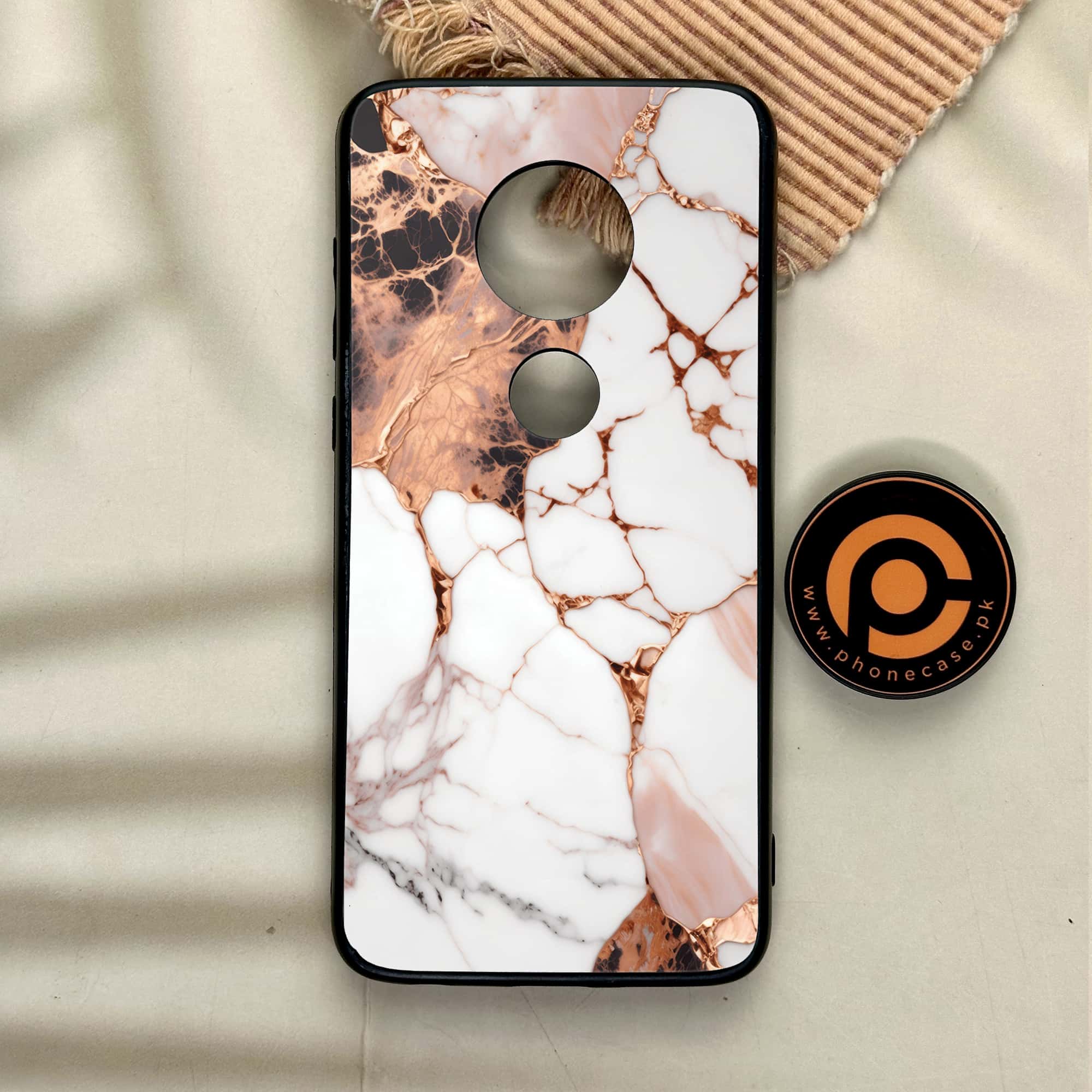 Moto G7 - Liquid Marble Series - Premium Printed Glass soft Bumper shock Proof Case