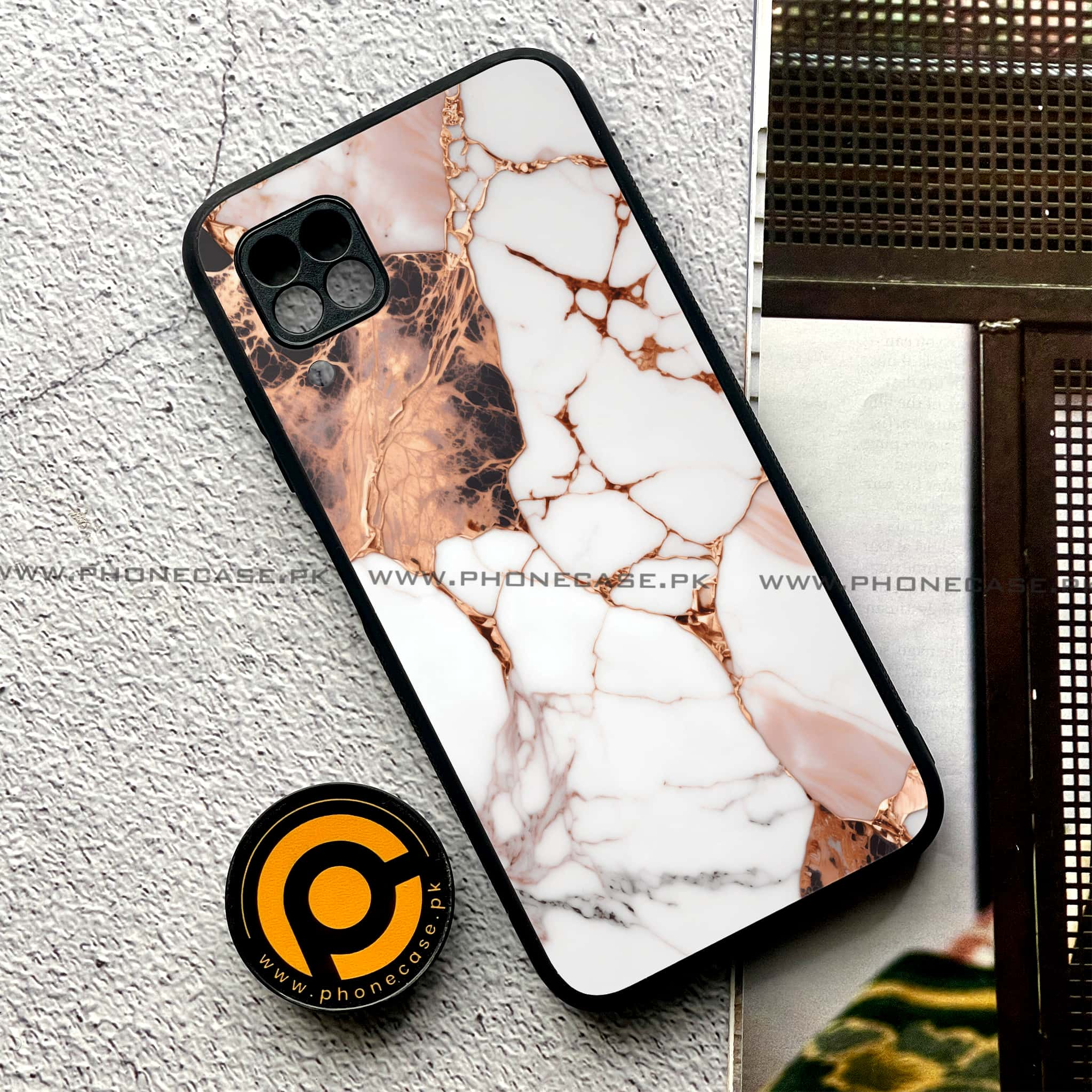 Huawei P40 Lite - Liquid Marble Series - Premium Printed Glass soft Bumper shock Proof Case