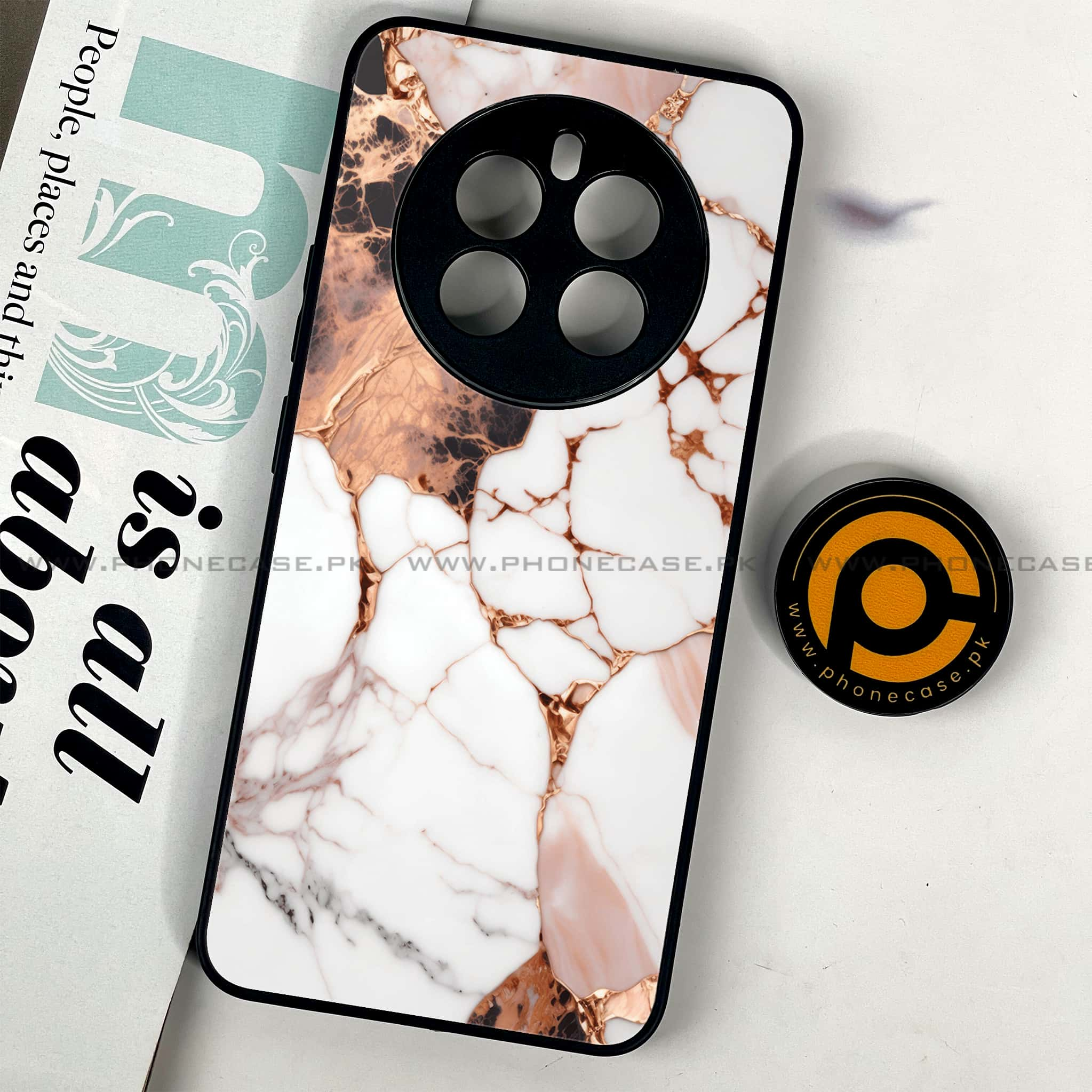 Realme 12 - Liquid Marble Series - Premium Printed Glass soft Bumper shock Proof Case