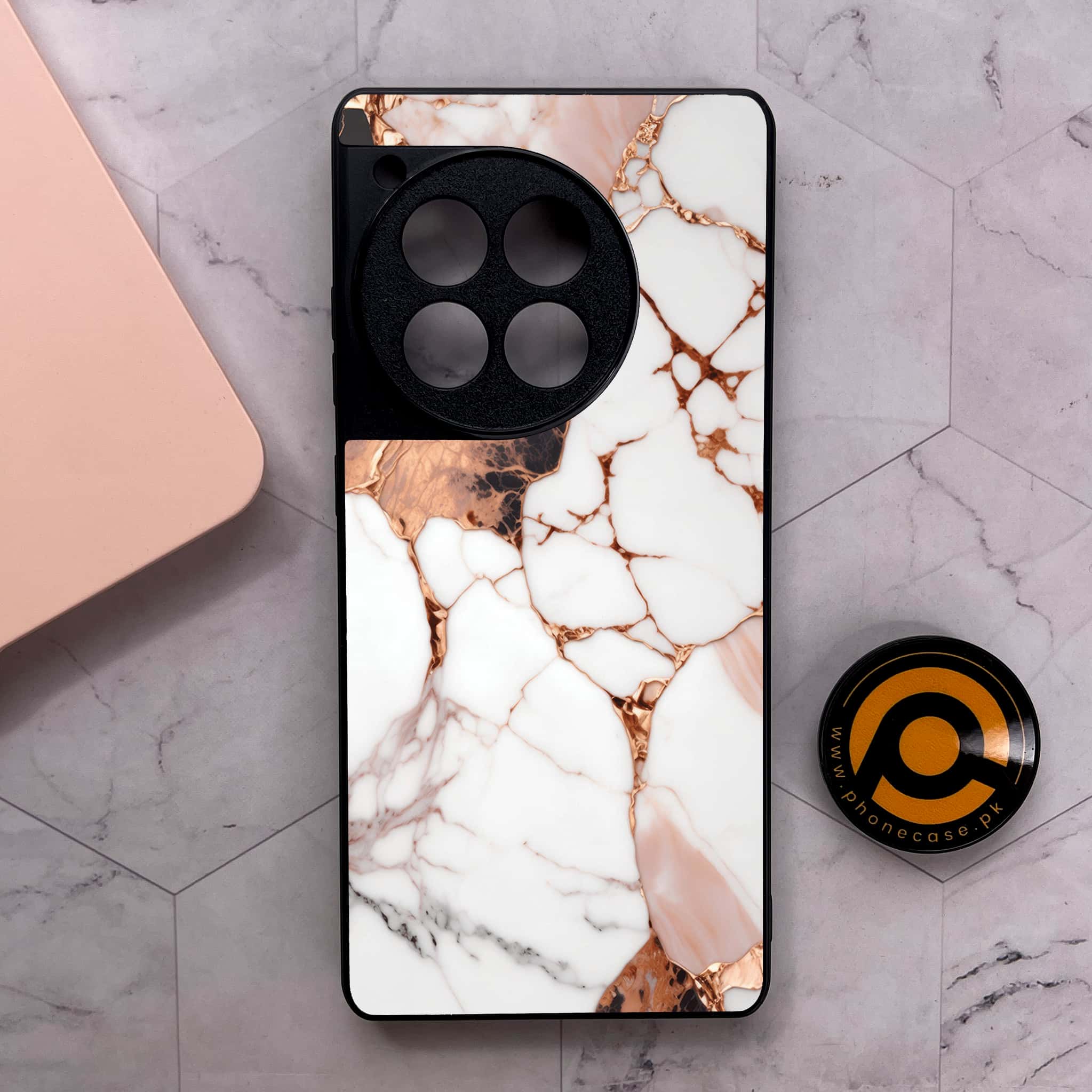 OnePlus 12R - Liquid Marble Series - Premium Metal Printed soft Bumper shock Proof Case