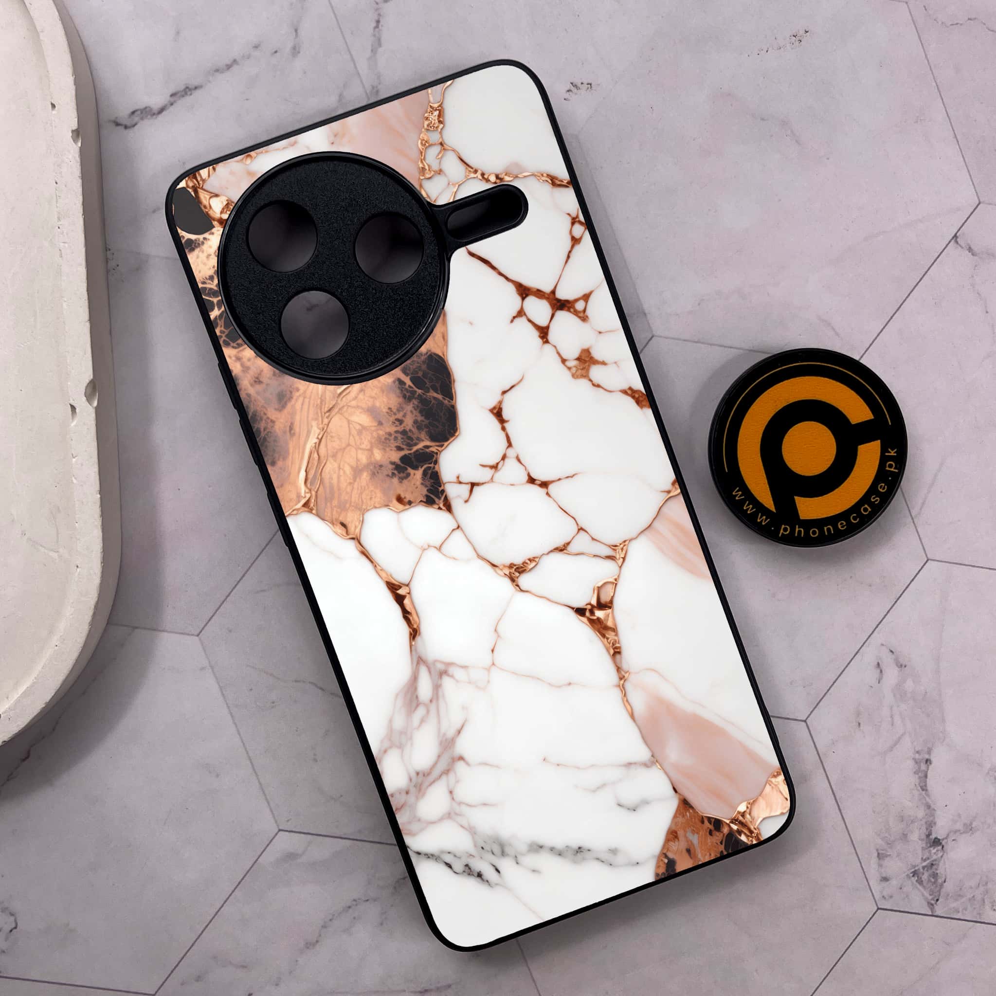 Xiaomi Poco F7 Pro 5G - Liquid Marble Series - Premium Metal Printed soft Bumper shock Proof Case