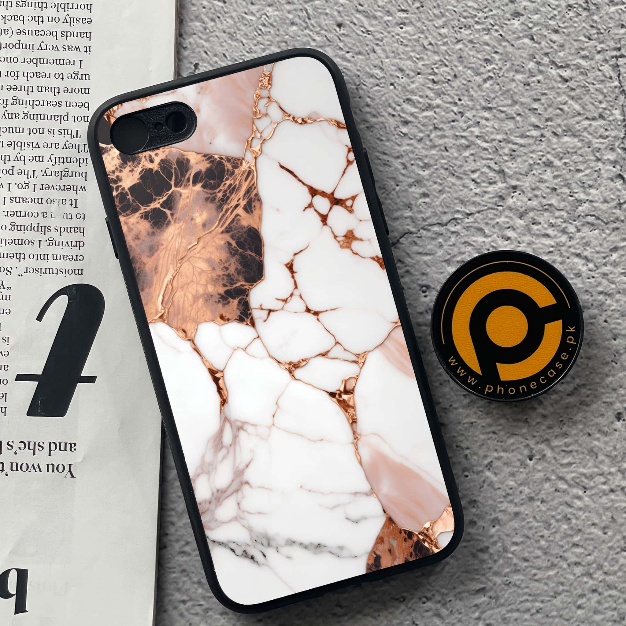 iPhone 7 / 8 - Liquid Marble Series - Premium Printed Glass soft Bumper shock Proof Case