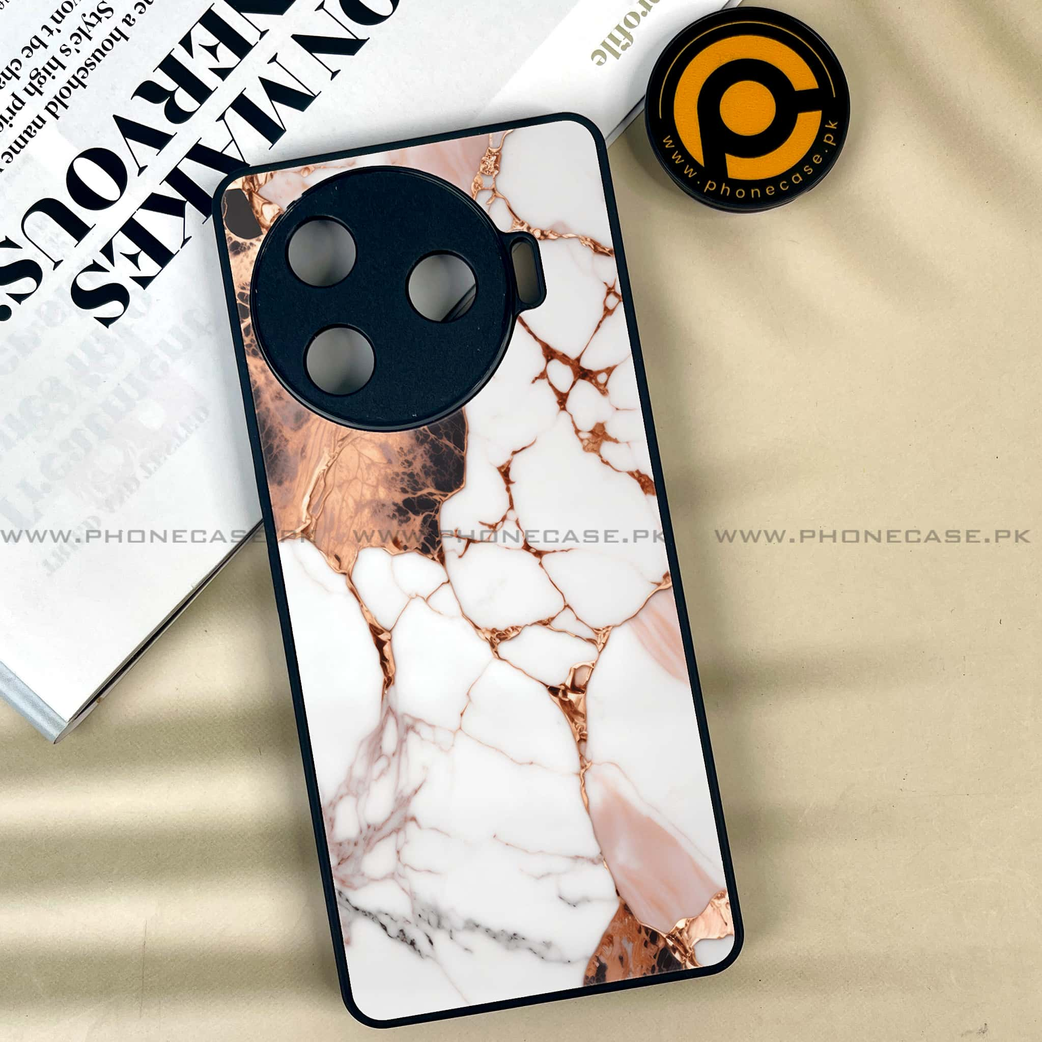 Tecno Camon 30 Pro - Liquid Marble Series - Premium Printed Glass soft Bumper shock Proof Case