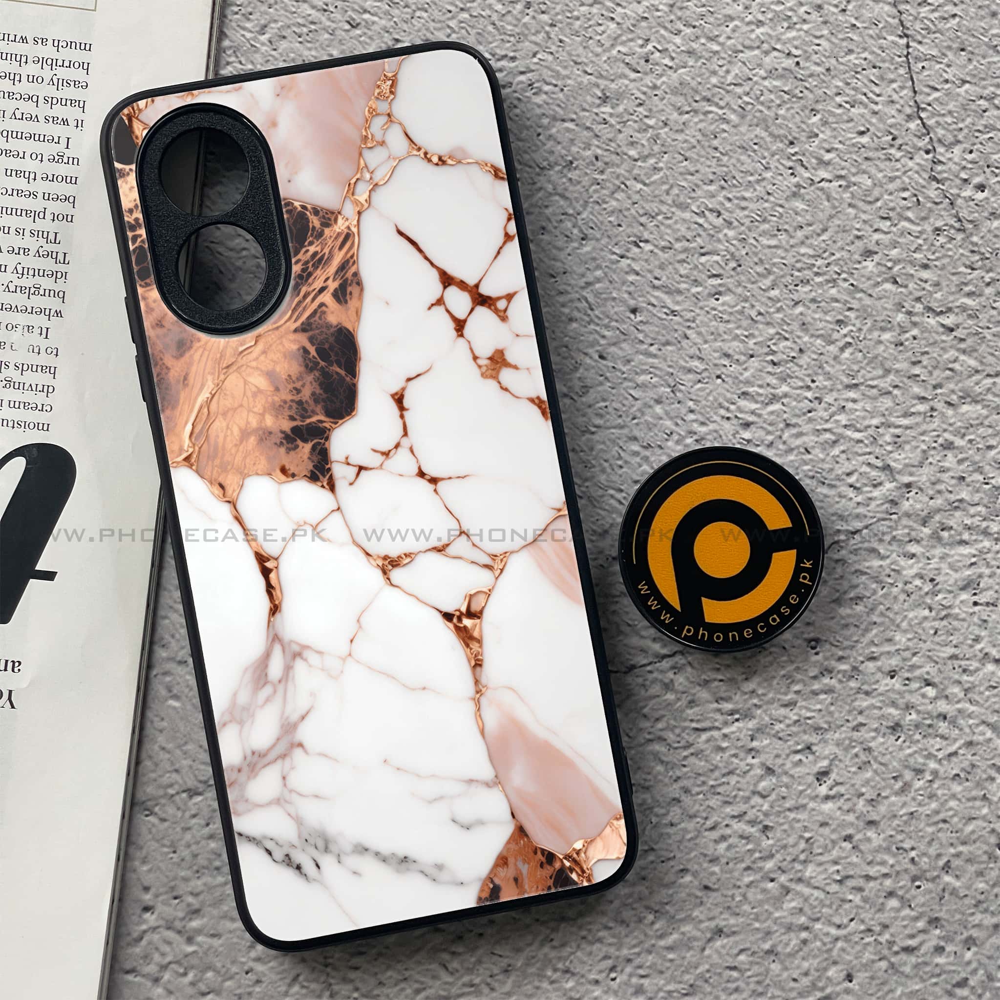 Oppo A18 4G - Liquid Marble Series - Premium Printed Glass soft Bumper shock Proof Case
