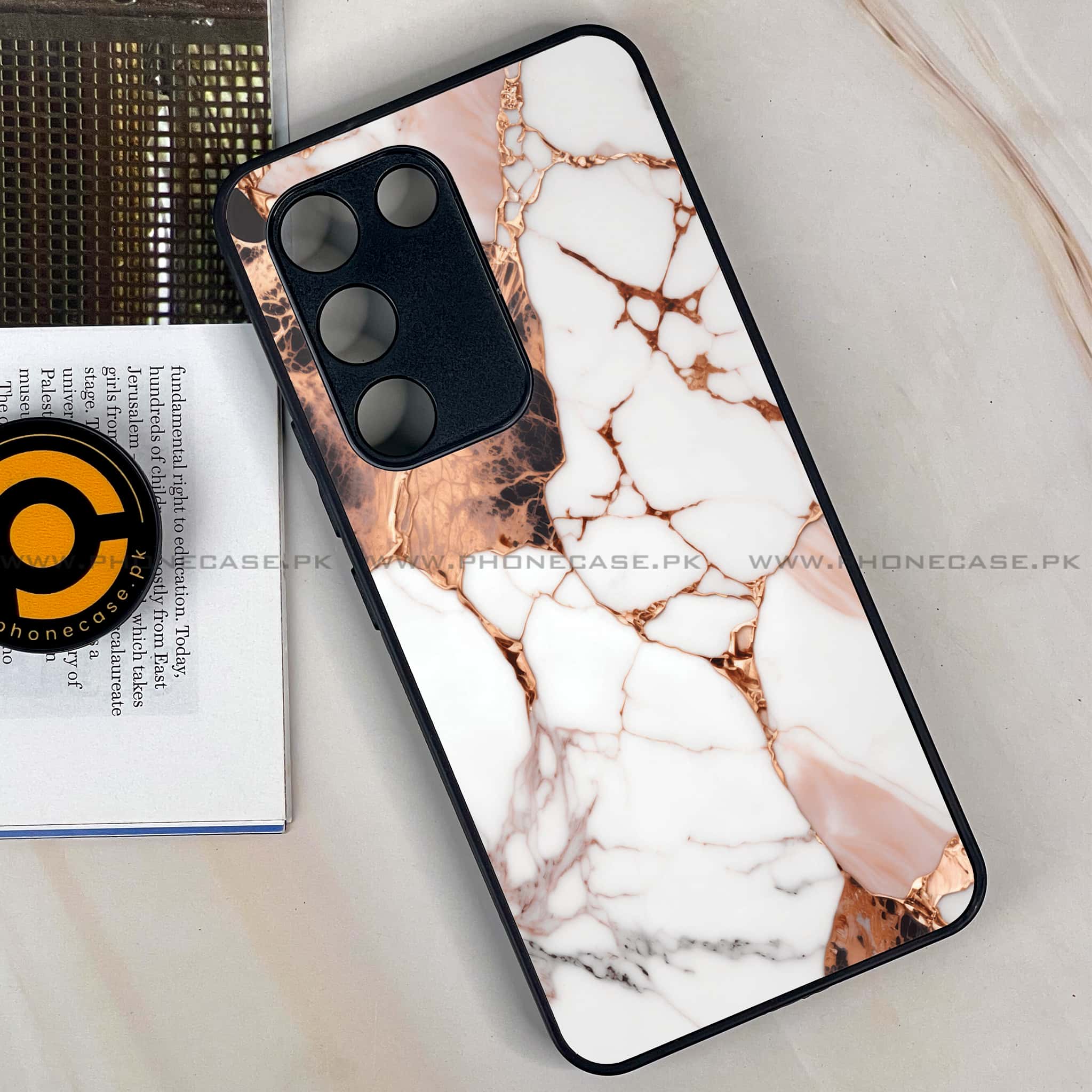 Vivo Y200e - Liquid Marble Series - Premium Metal Printed soft Bumper shock Proof Case