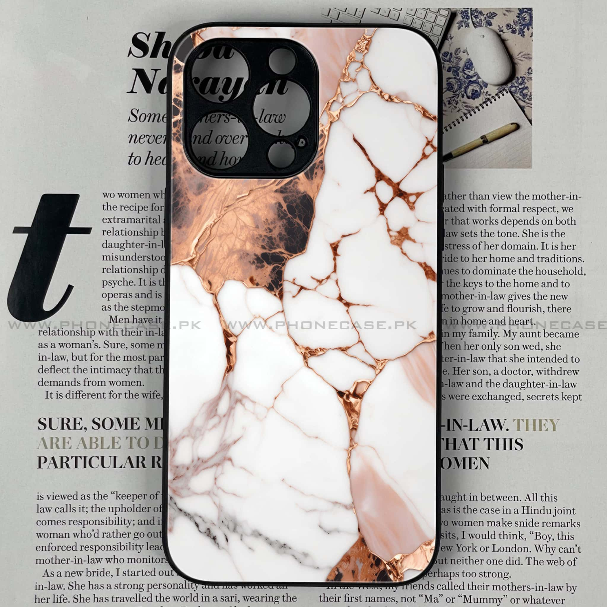 iPhone 15 Pro Max - Liquid Marble Series - Premium Printed Glass soft Bumper shock Proof Case