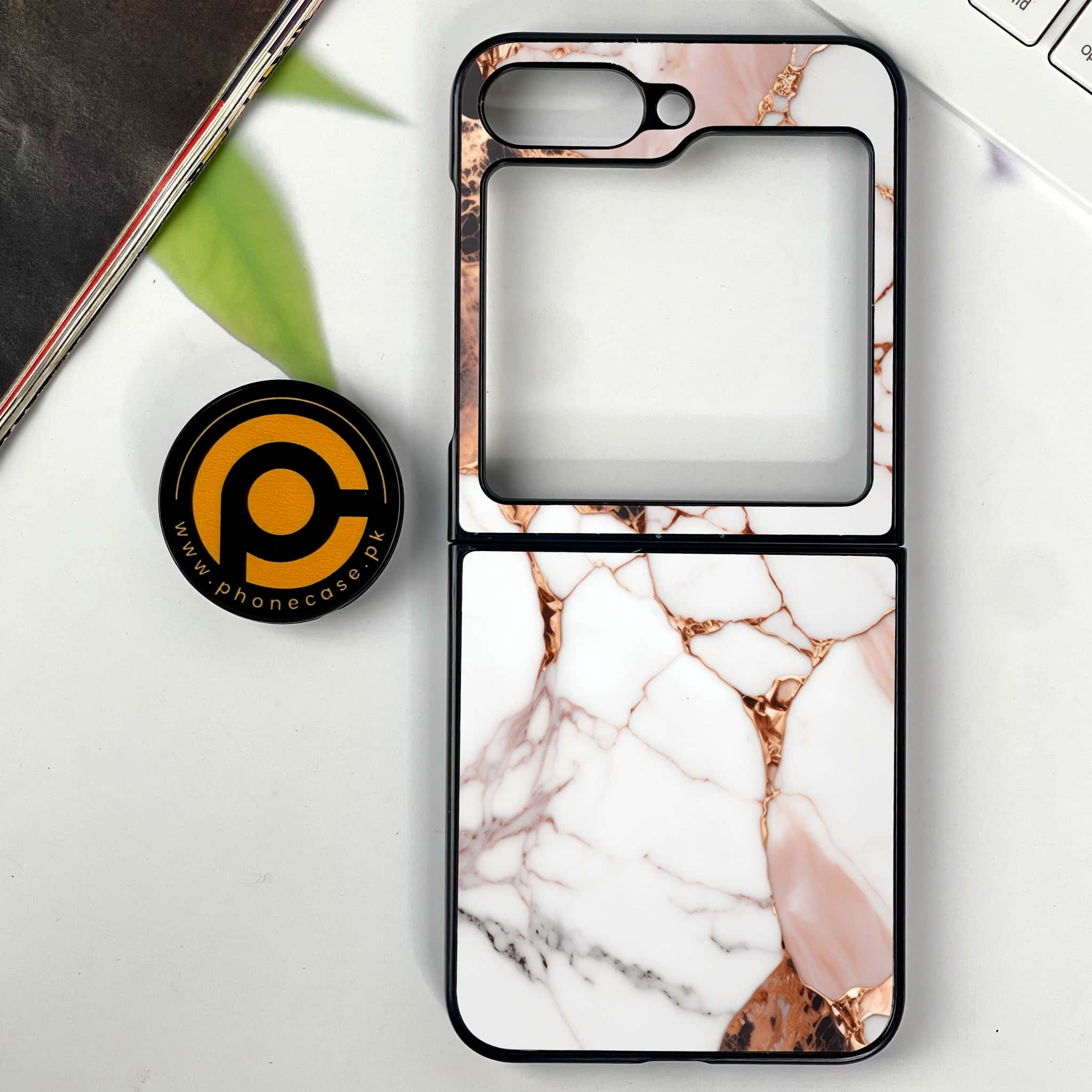 Galaxy Z Flip 6 - Liquid Marble Series - Premium Printed Glass soft Bumper shock Proof Case