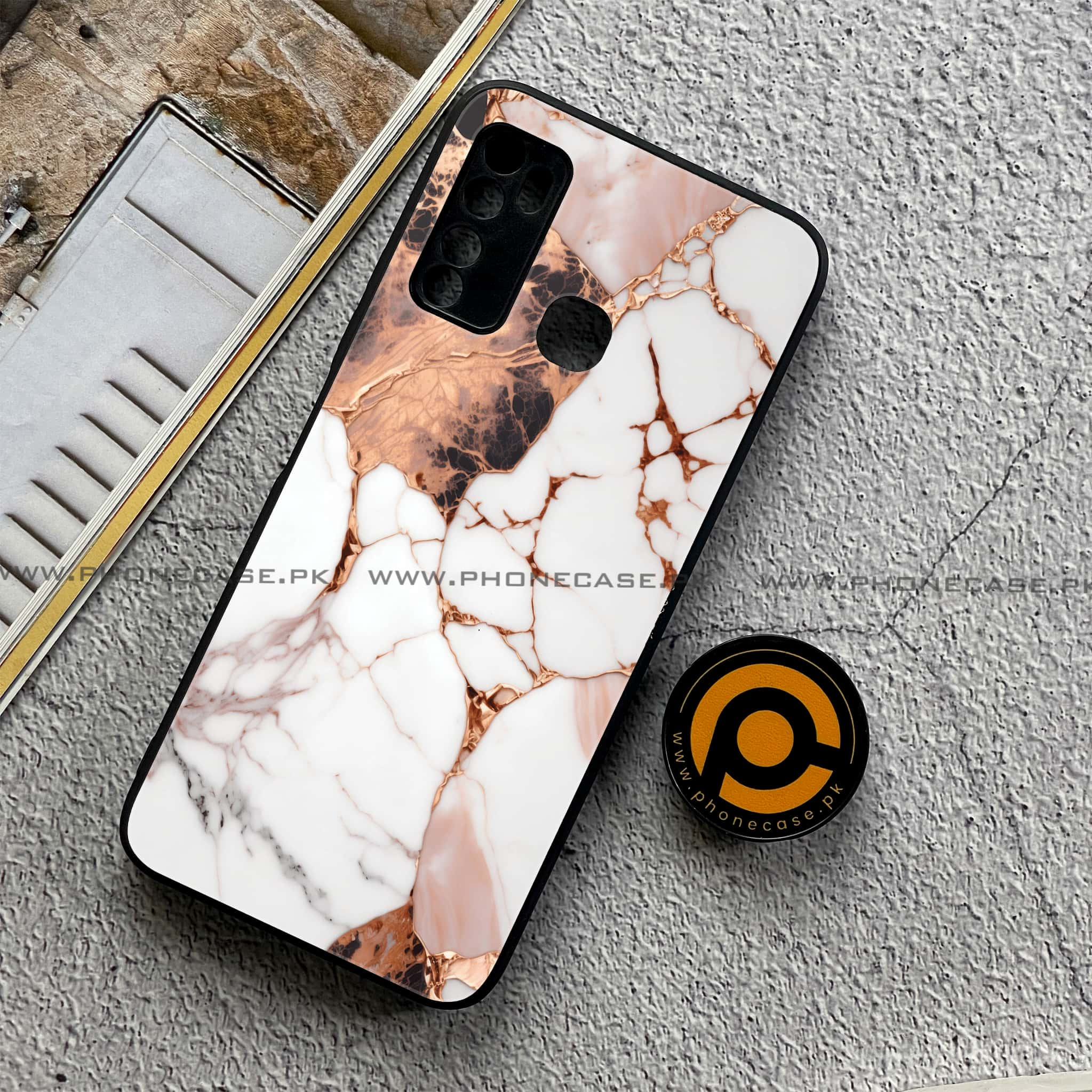 Infinix Note 7 Lite - Liquid Marble Series - Premium Printed Metal soft Bumper shock Proof Case