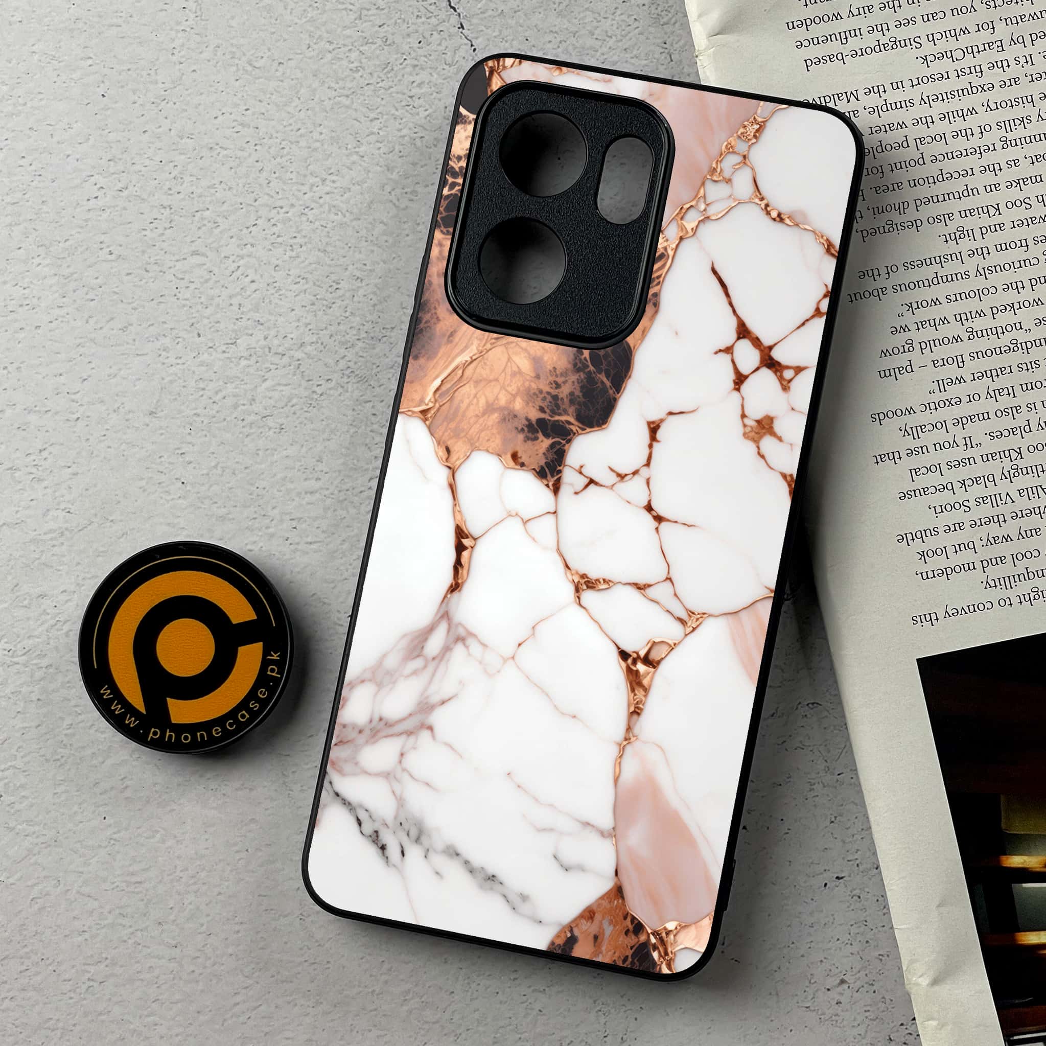 Oppo Reno 13F - Liquid Marble Series - Premium Metal Printed Soft Bumper Shockproof Case