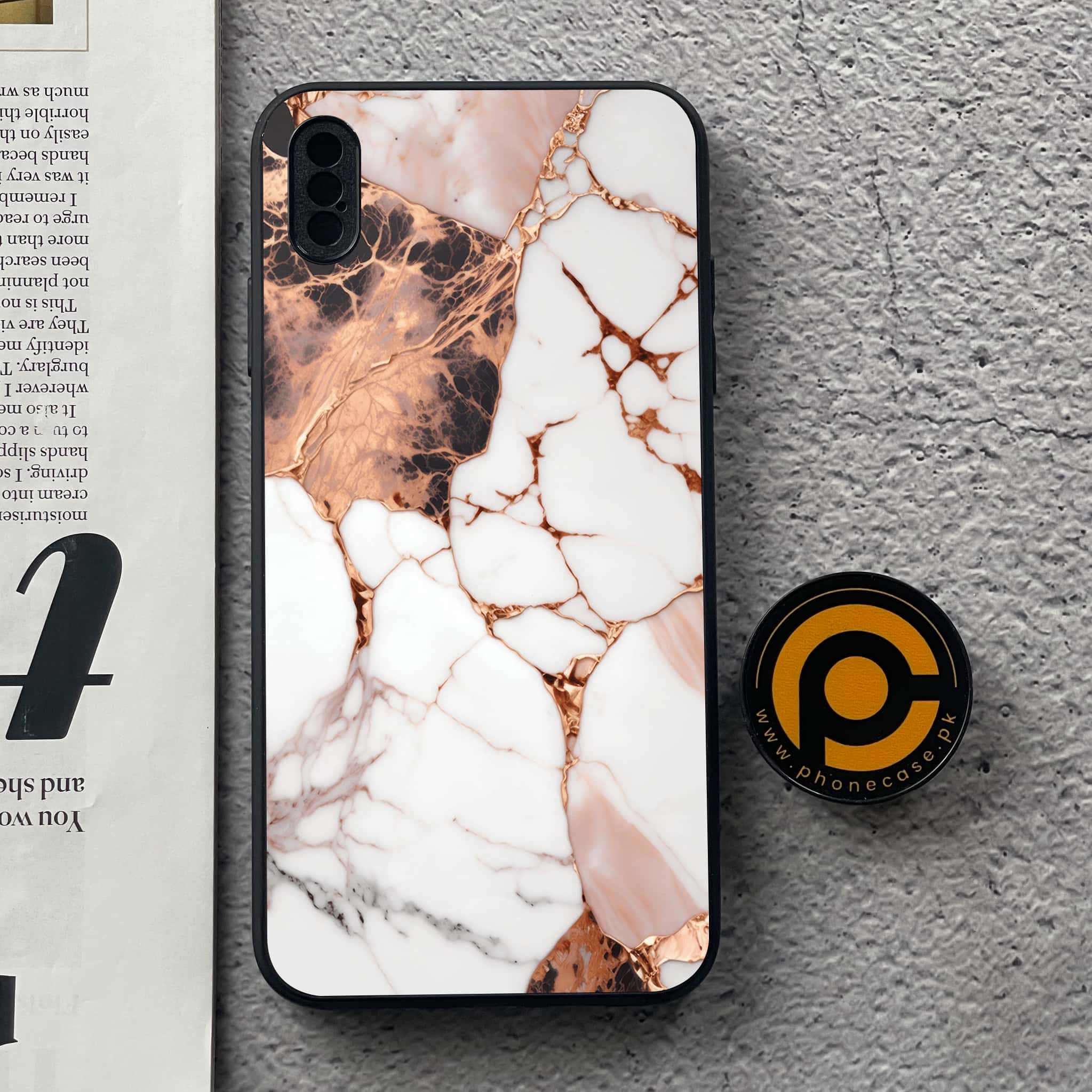 iPhone Xs Max - Liquid Marble Series - Premium Metal Printed soft Bumper shock Proof Case