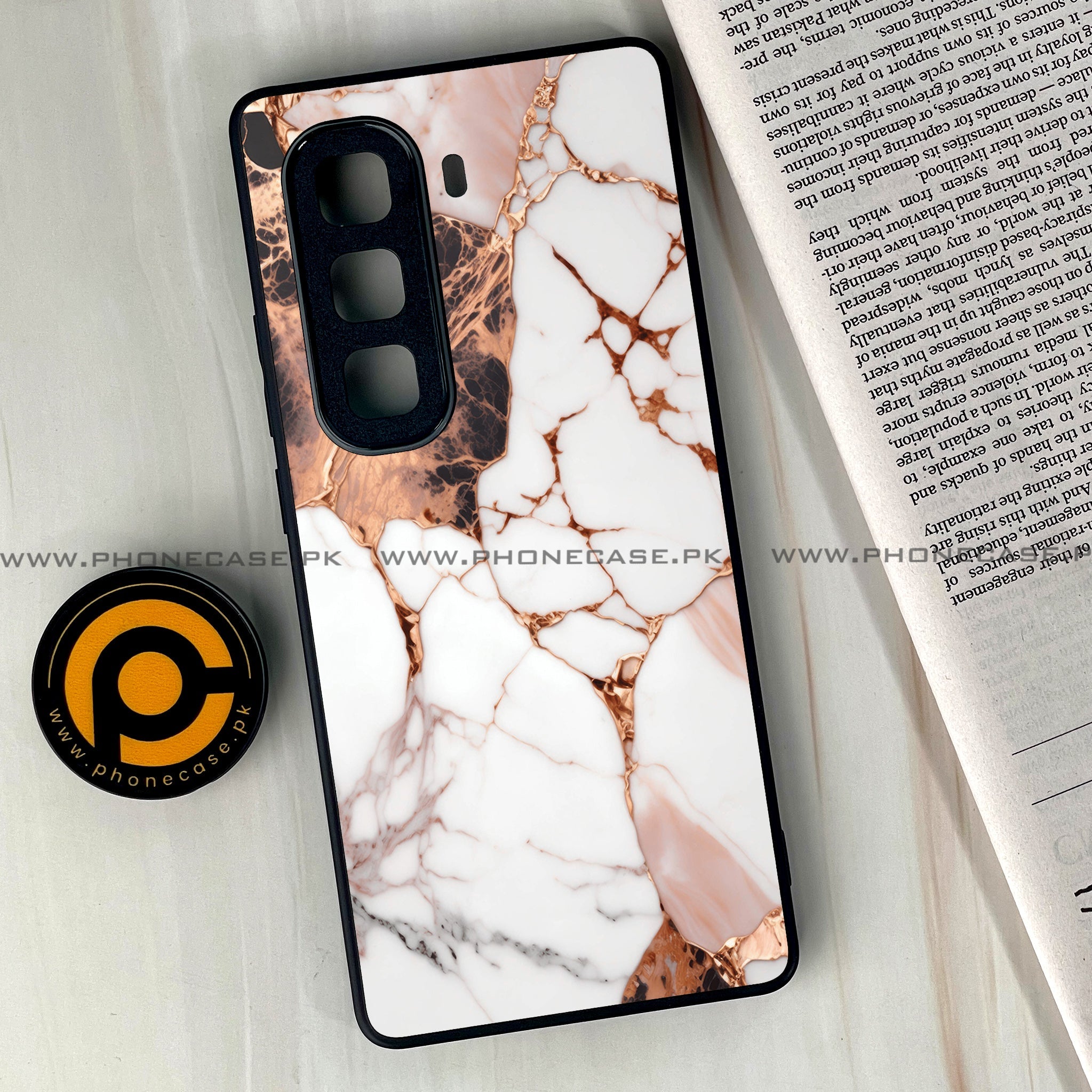 Infinix Hot 60 Pro Plus - Liquid Marble Series - Premium Metal Printed soft Bumper shock Proof Case