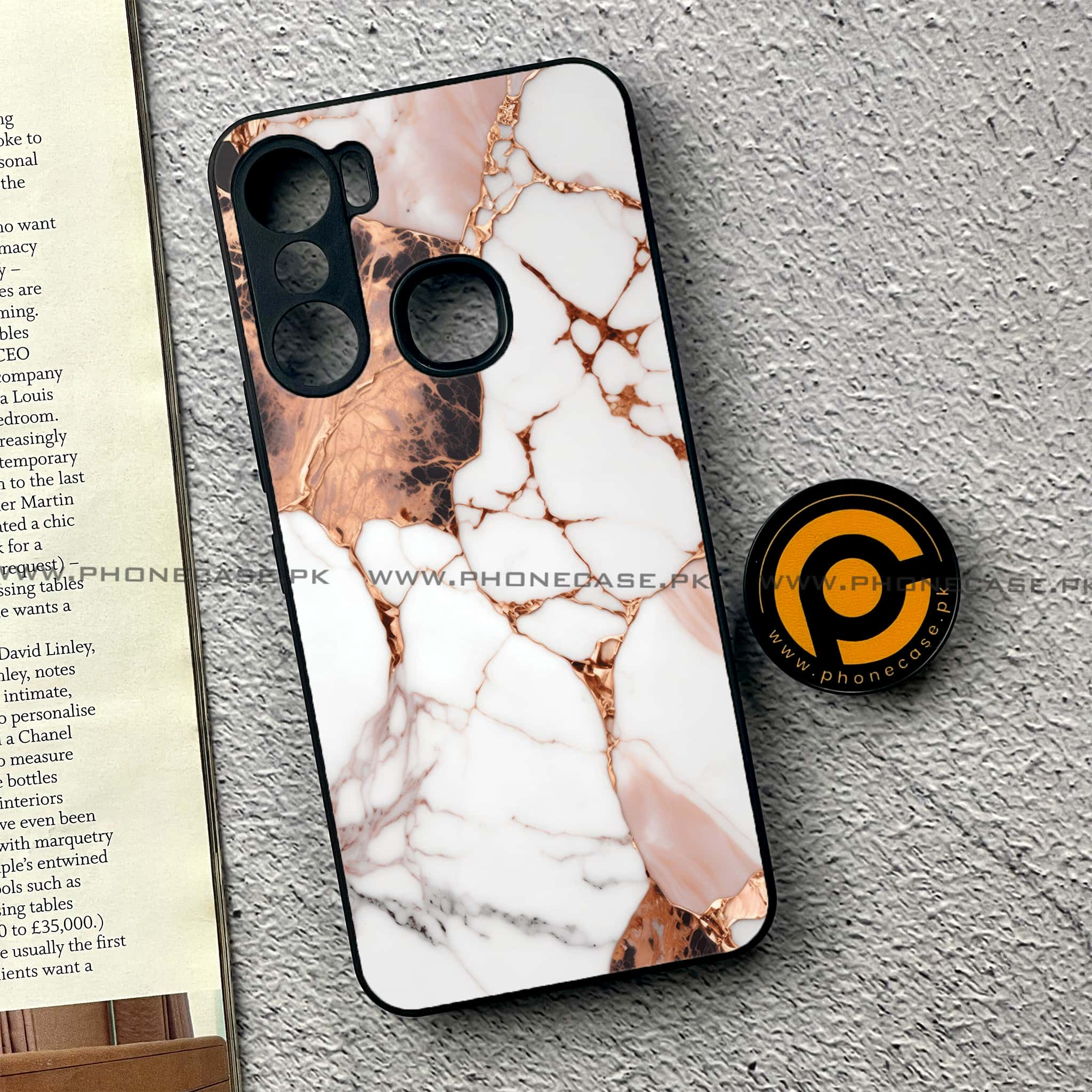 Infinix Hot 12 Pro - Liquid Marble Series - Premium Printed Glass soft Bumper shock Proof Case