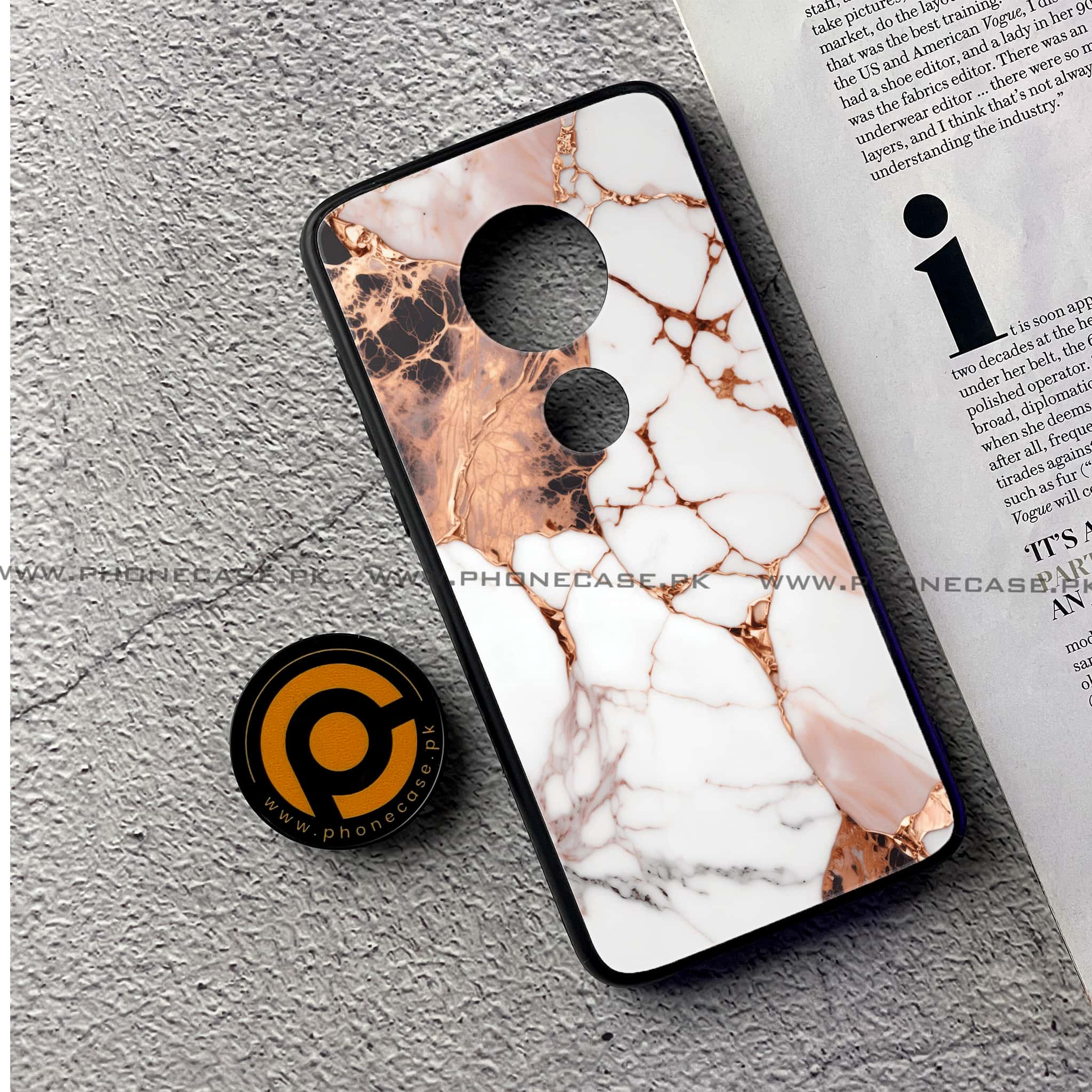 Moto G7 - Liquid Marble Series - Premium Printed Glass soft Bumper shock Proof Case
