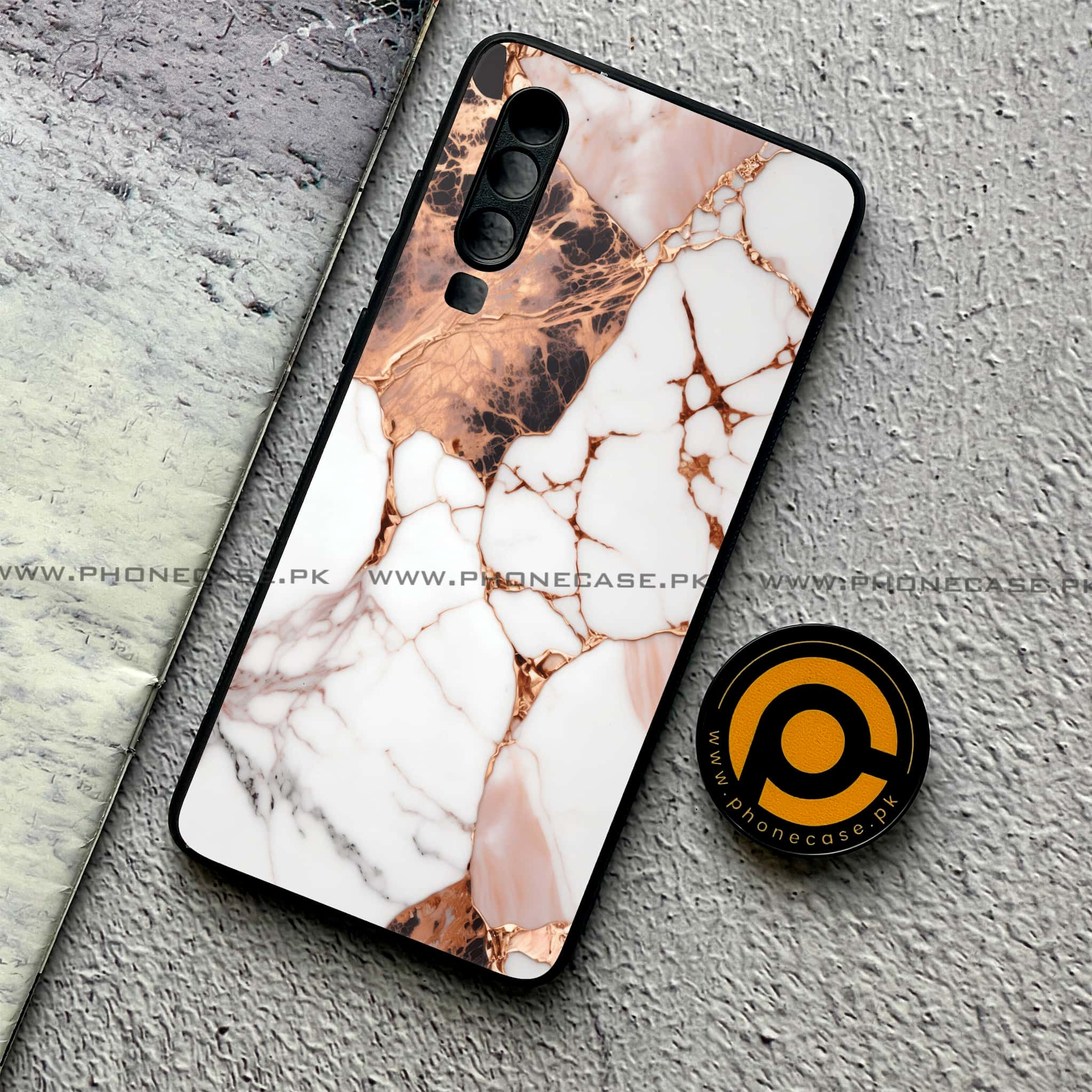 Huawei P30 - Liquid Marble Series - Premium Printed Glass soft Bumper shock Proof Case