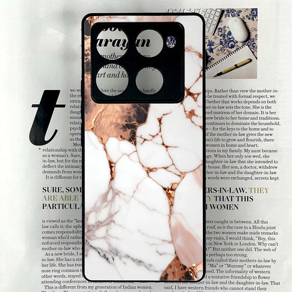 Infinix Note 40 Pro 4G - Liquid Marble Design 5- Premium Printed Glass soft Bumper shock Proof Case CS-12919