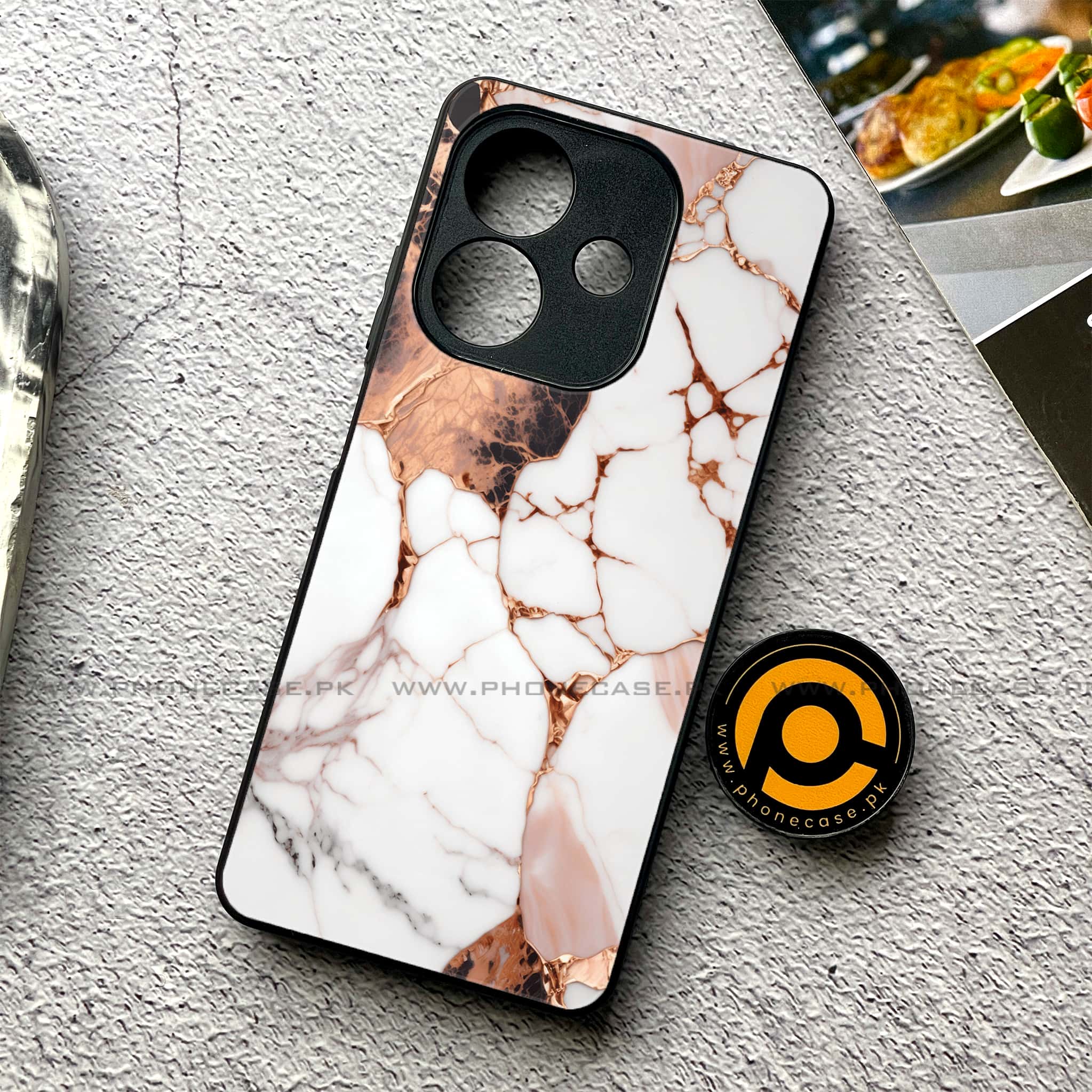 Oppo A5i - Liquid Marble Series - Premium Metal Printed soft Bumper shock Proof Case