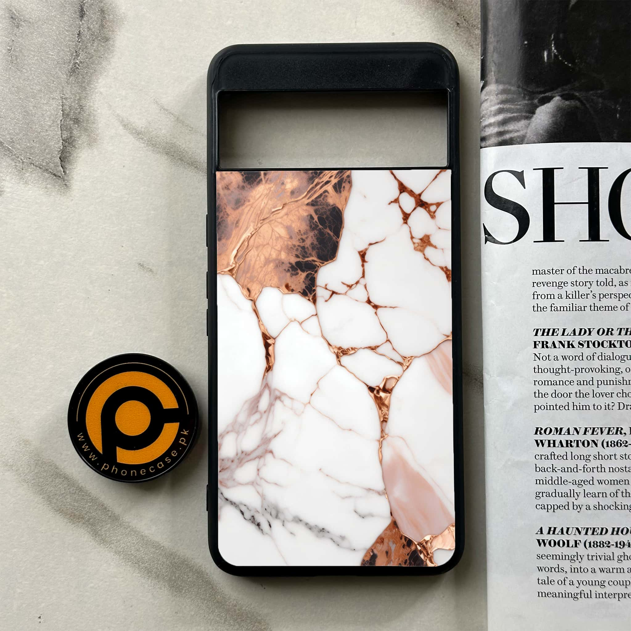 Google Pixel 8 Pro - Liquid Marble Series - Premium Printed Glass soft Bumper shock Proof Case