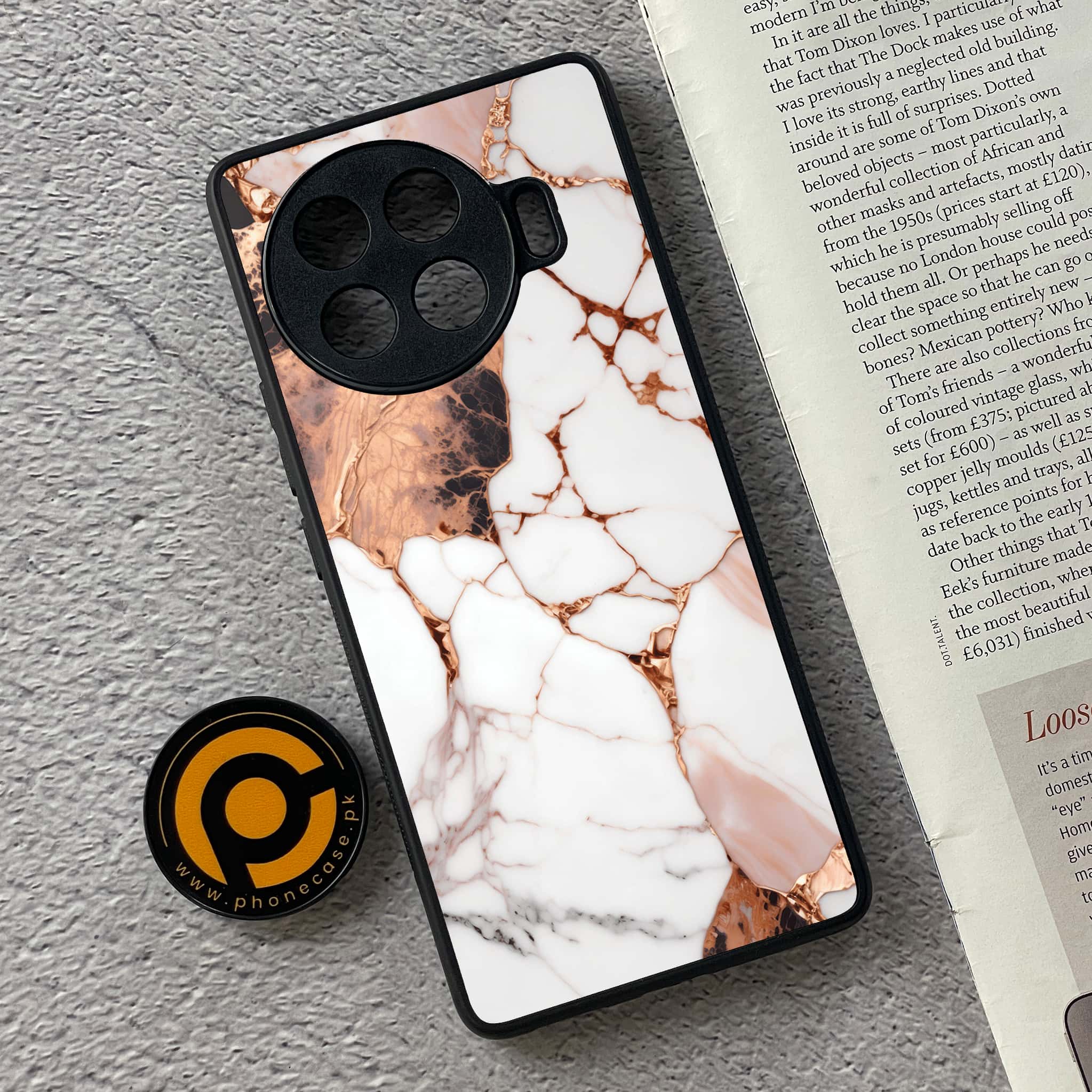 Tecno Spark 20 pro plus - Liquid Marble Series - Premium Printed Glass soft Bumper shock Proof Case