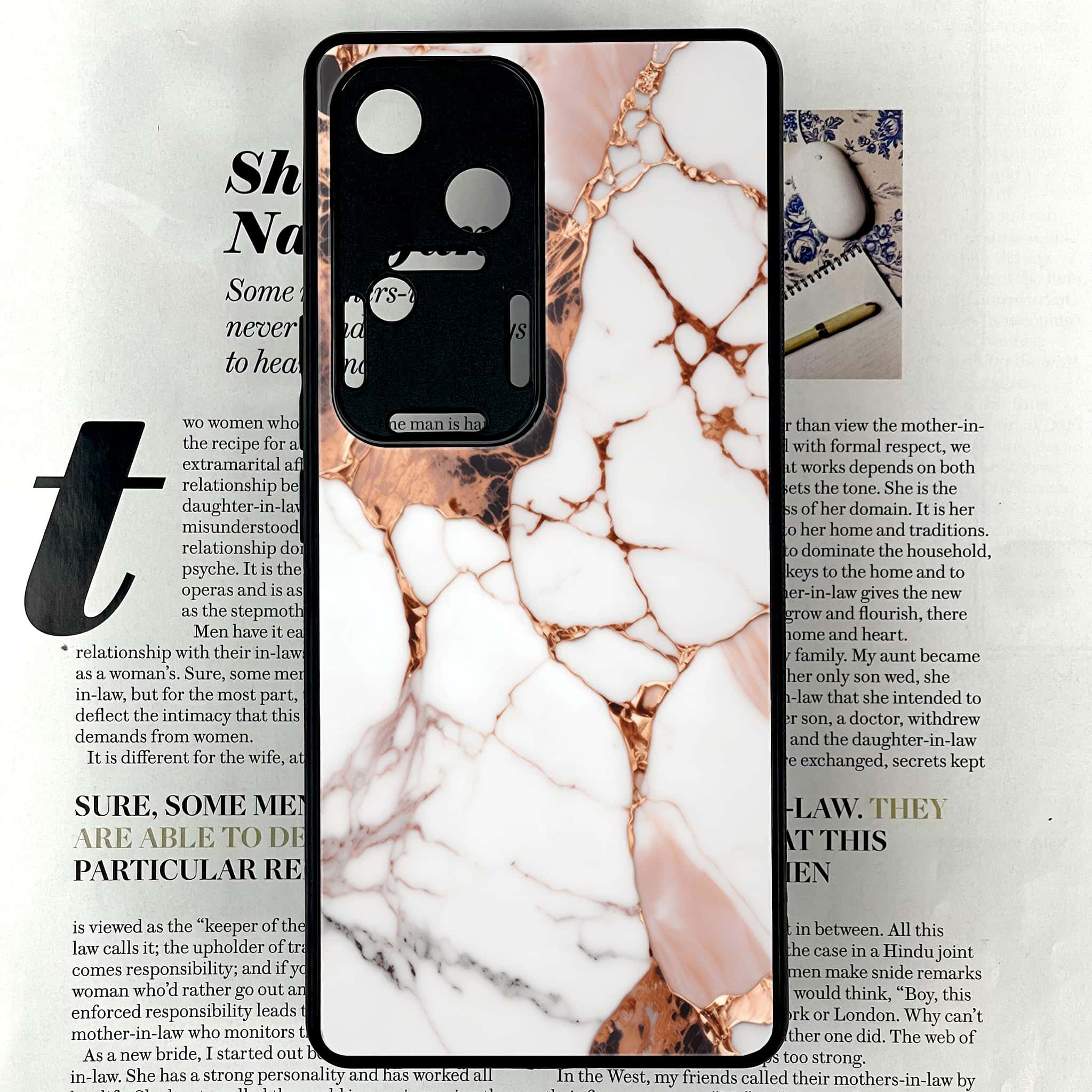 Vivo V30 - Liquid Marble Series - Premium Printed Glass soft Bumper shock Proof Case