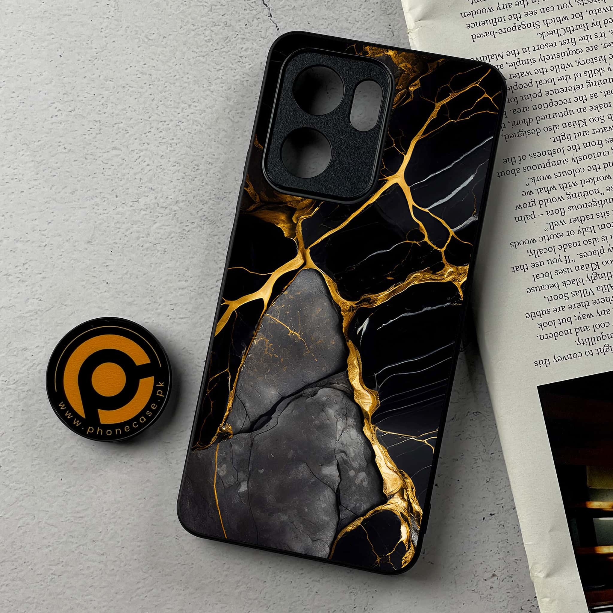 Oppo Reno 13F - Liquid Marble Series - Premium Metal Printed Soft Bumper Shockproof Case
