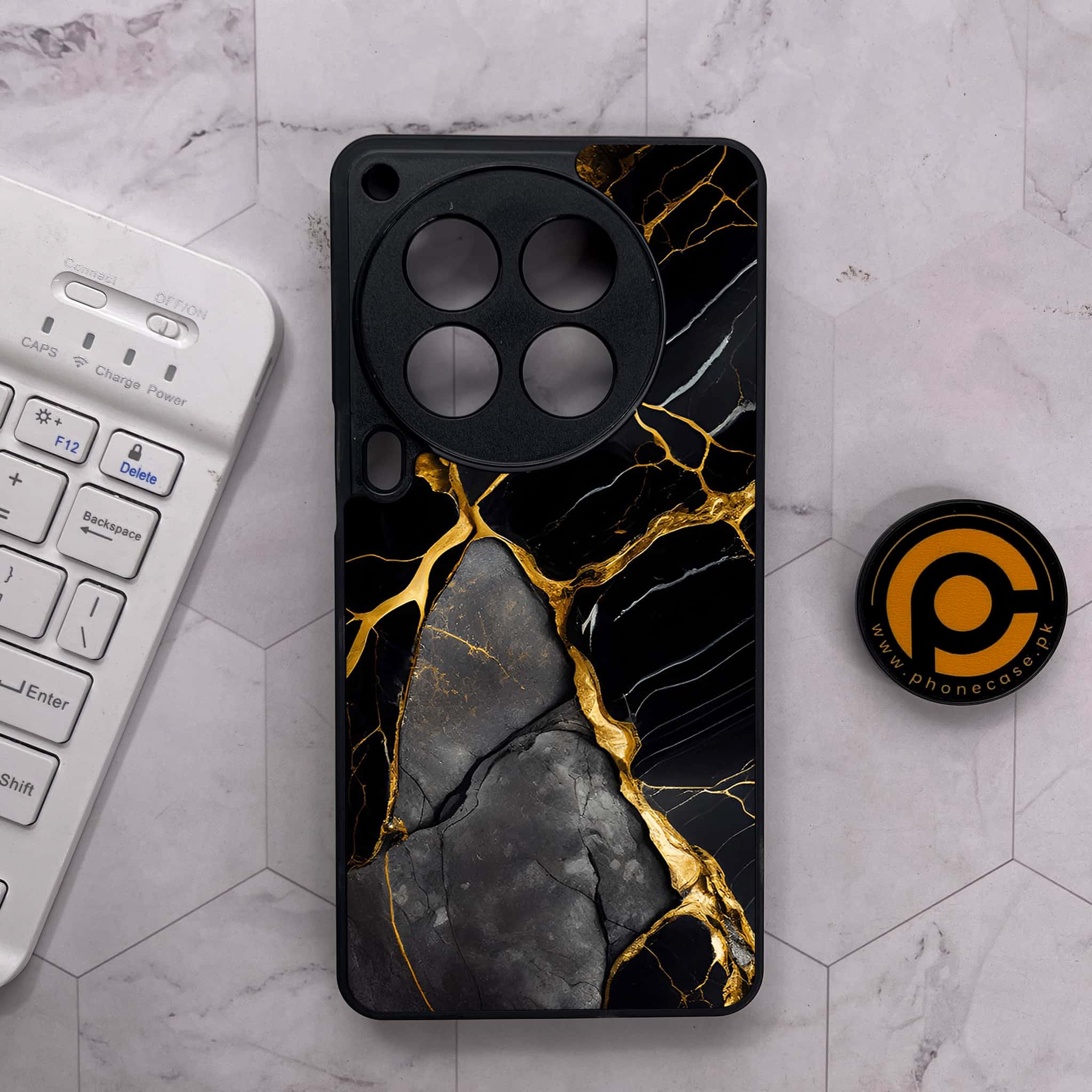 Tecno Camon 30 Premier - Liquid Marble Series - Premium Metal Printed soft Bumper shock Proof Case