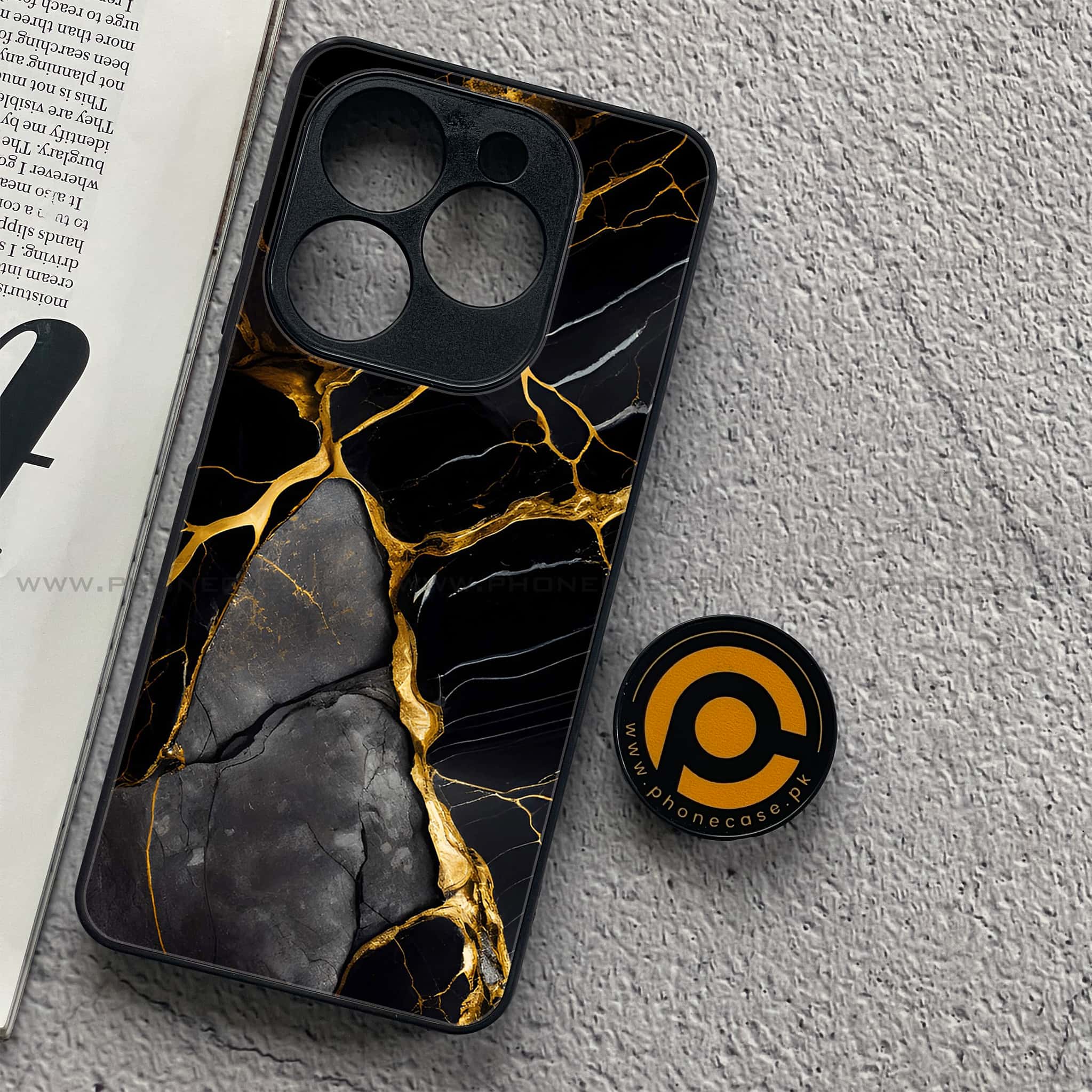 Tecno Spark 20C - Liquid Marble Series - Premium Printed Glass soft Bumper shock Proof Case
