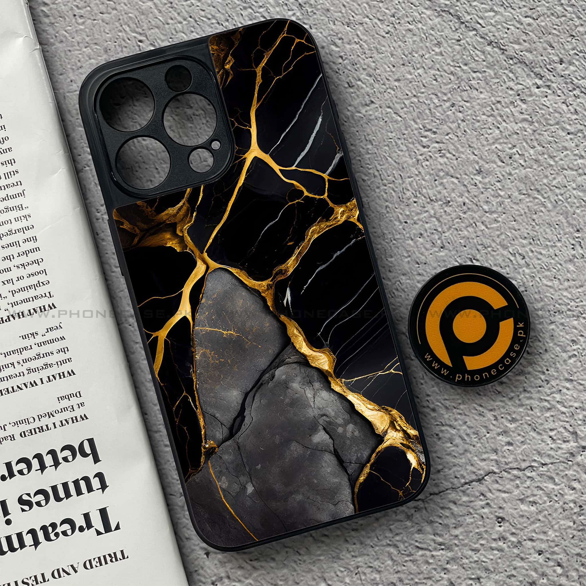 iPhone 15 Pro - Liquid Marble Series - Premium Metal Printed soft Bumper shock Proof Case