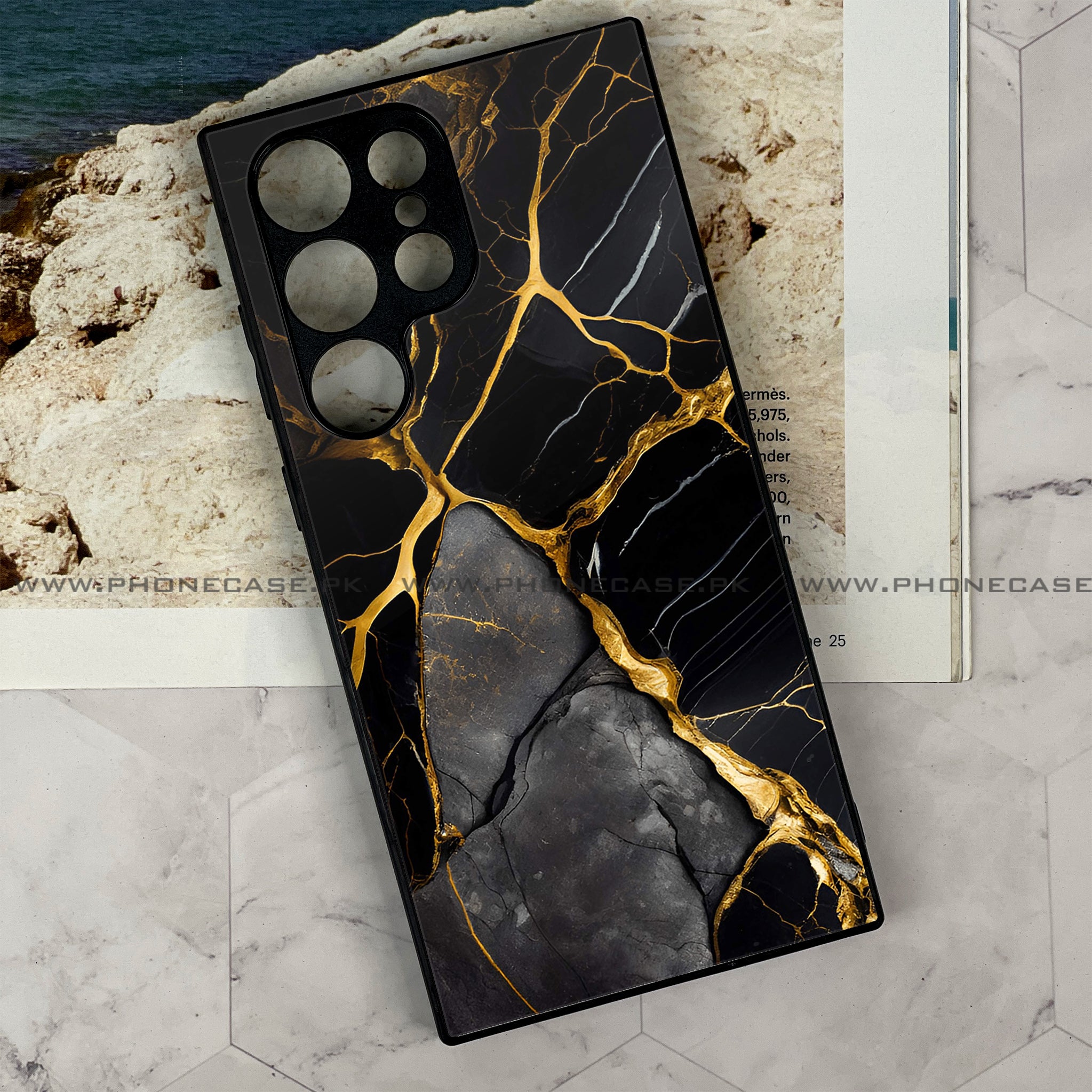 Samsung Galaxy S22 Ultra - Liquid Marble Series - Premium Metal Printed soft Bumper shock Proof Case