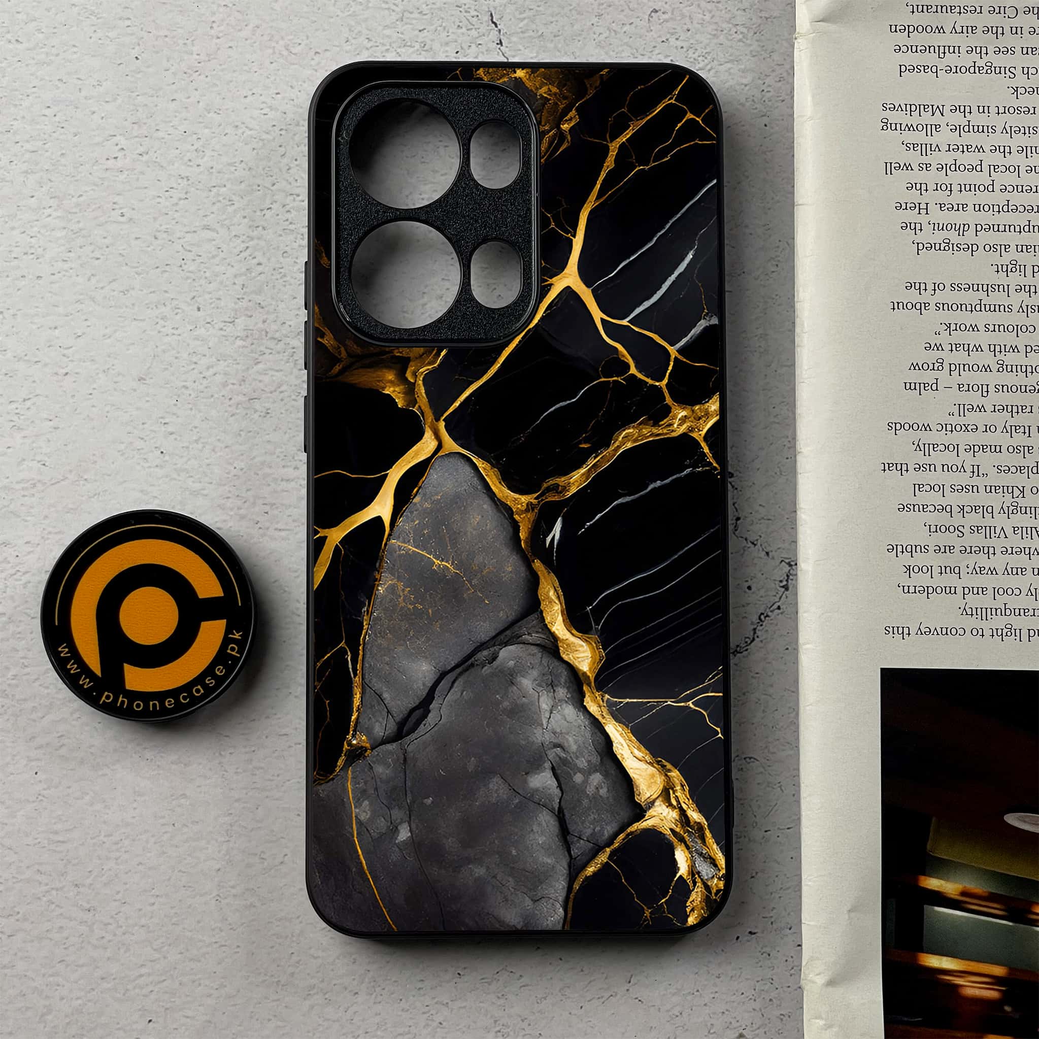 Oppo Reno 13 Pro - Liquid Marble Series - Premium Metal Printed Soft Bumper Shockproof Case