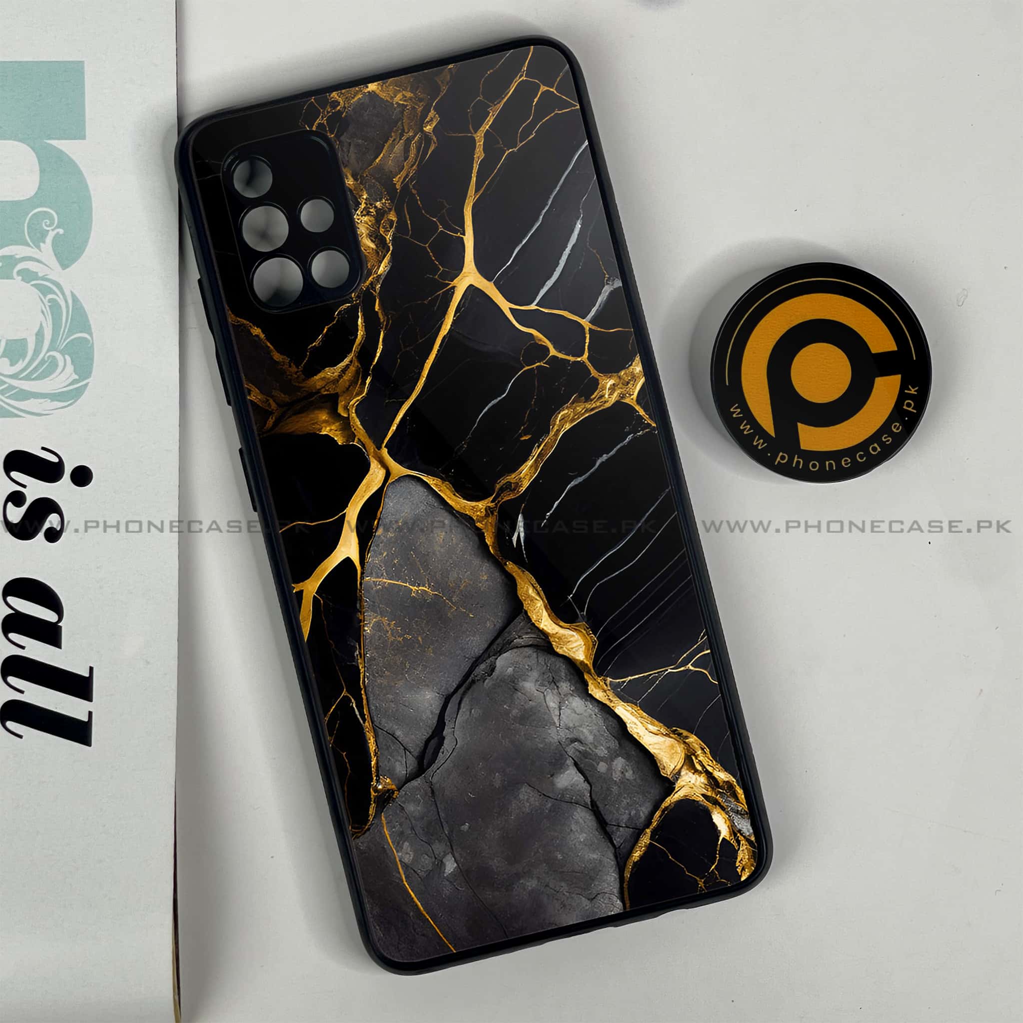 Samsung Galaxy A51 Liquid Marble Series Premium Printed Glass soft Bumper shock Proof Case