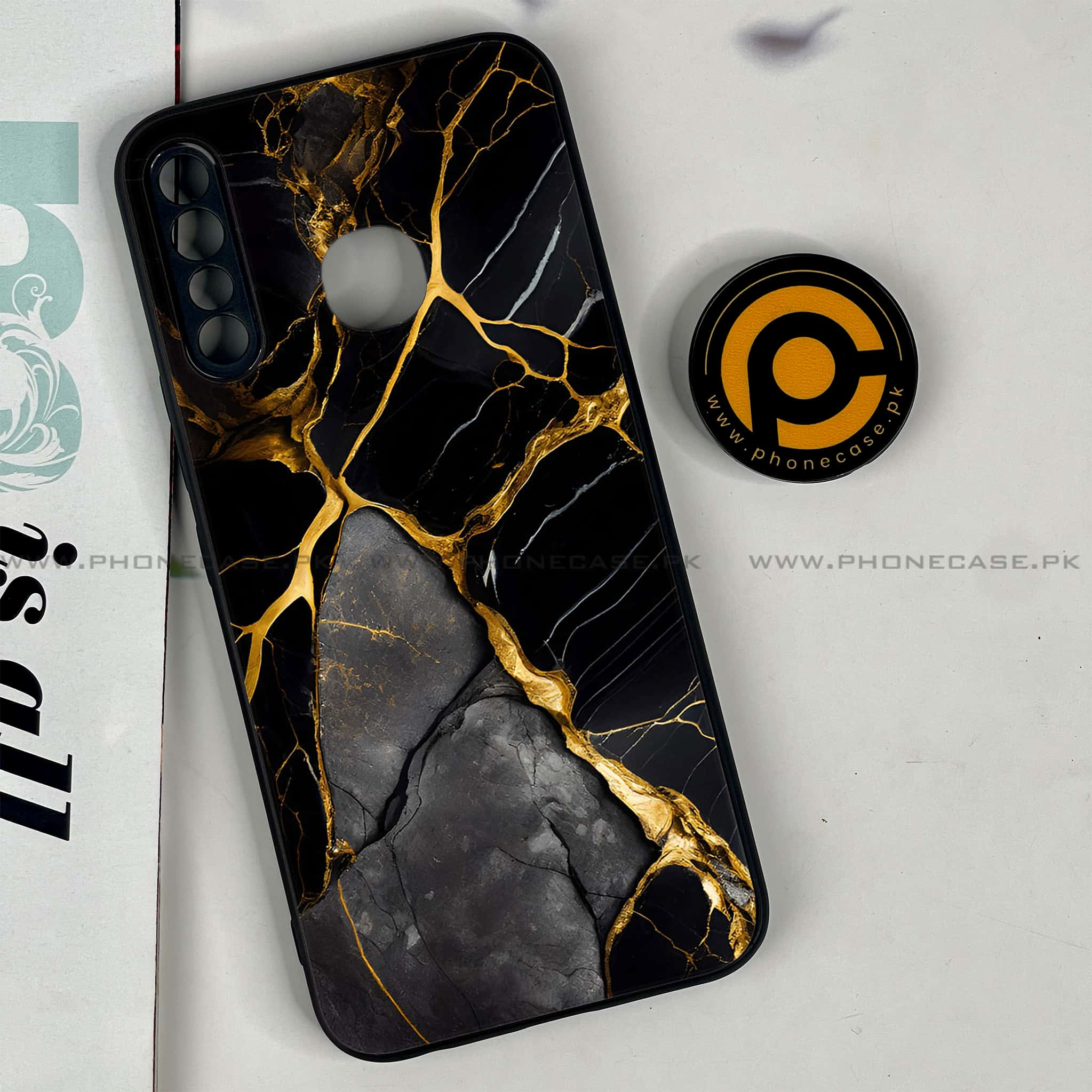 Infinix Hot 8 Lite - Liquid Marble Series - Premium Printed Glass soft Bumper shock Proof Case