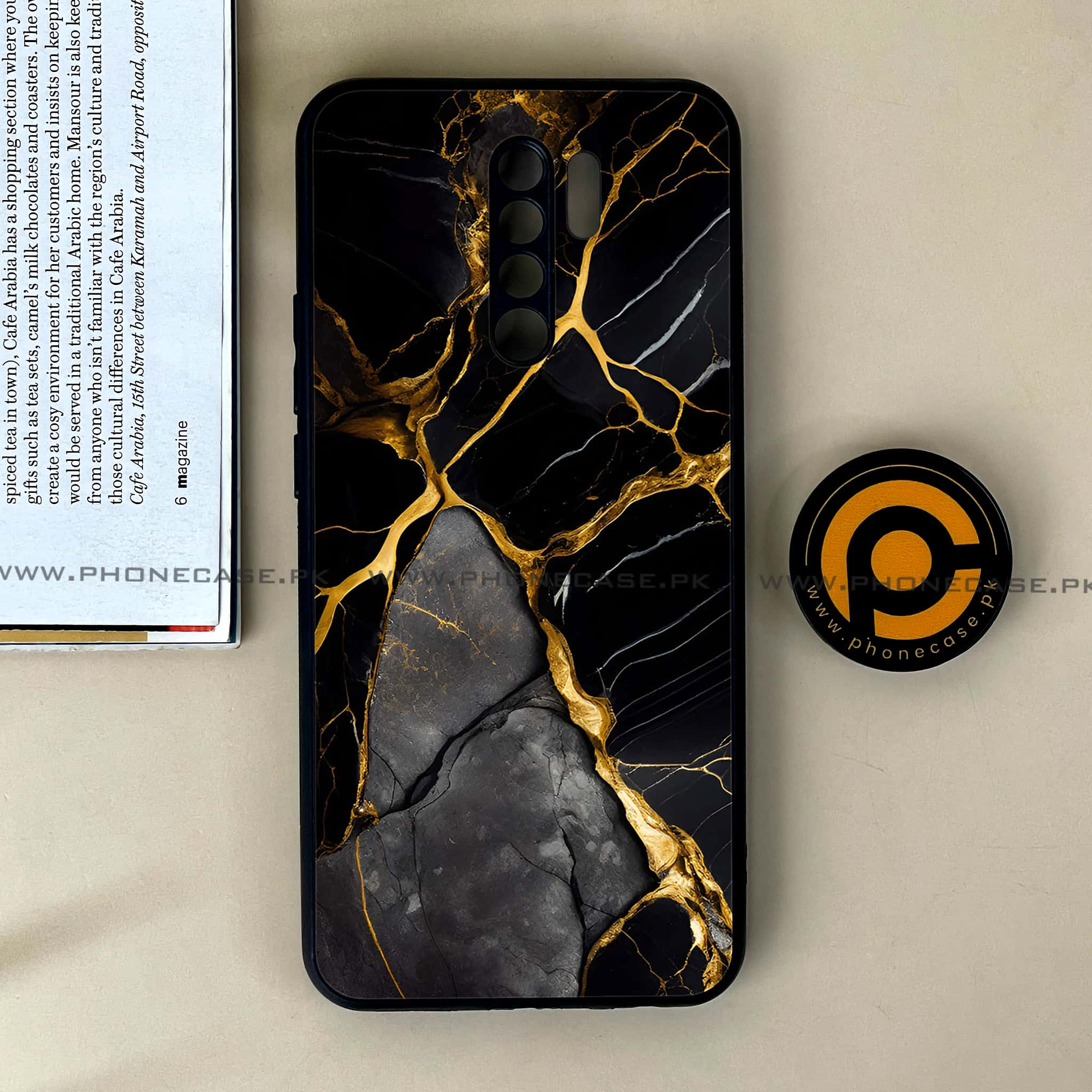 Xiaomi Redmi 9 - Liquid Marble Series - Premium Printed Glass soft Bumper shock Proof Case