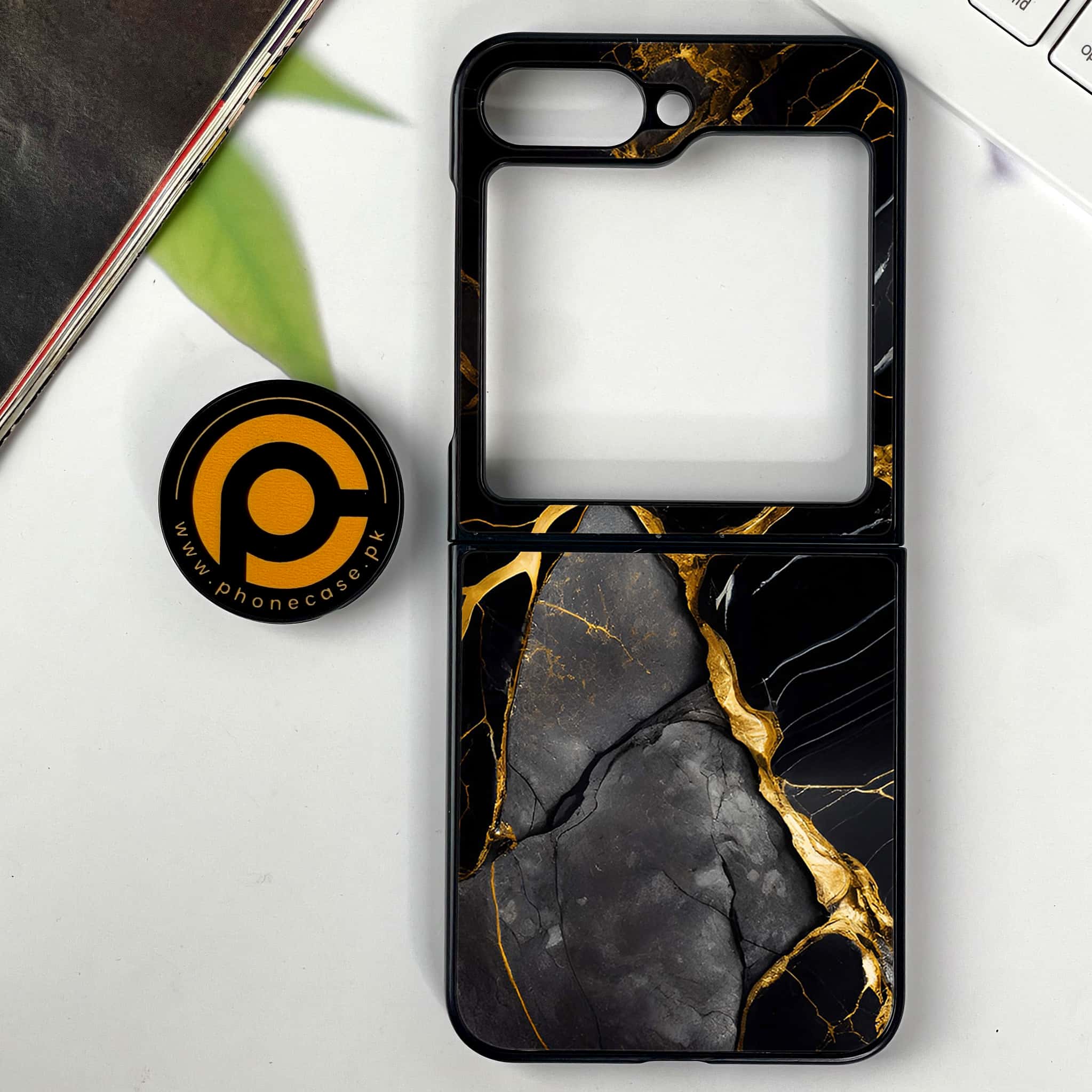 Galaxy Z Flip 7 - Liquid Marble Series - Premium Metal Printed soft Bumper shock Proof Case