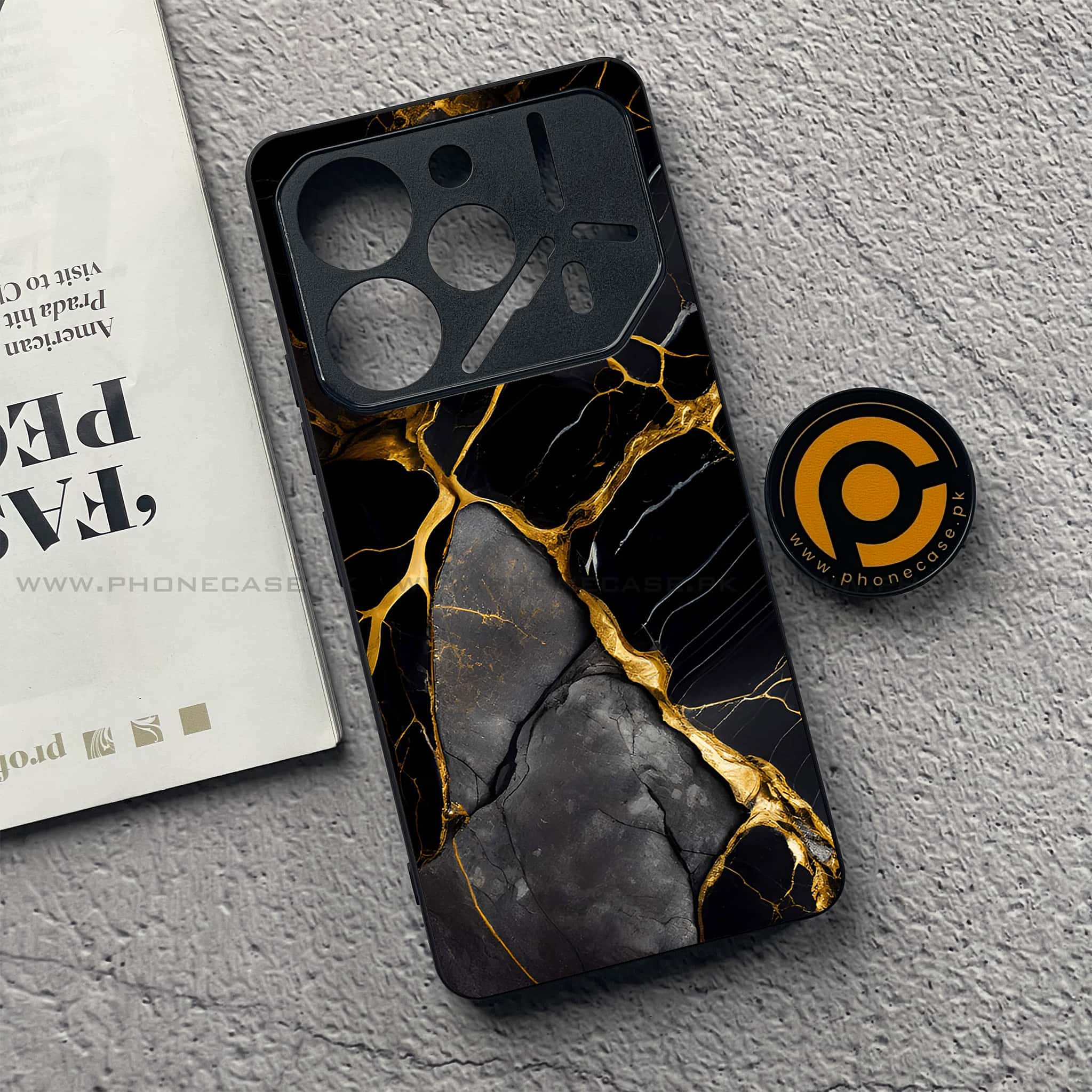Tecno Pova 6 - Liquid Marble Series - Premium Printed Glass soft Bumper shock Proof Case