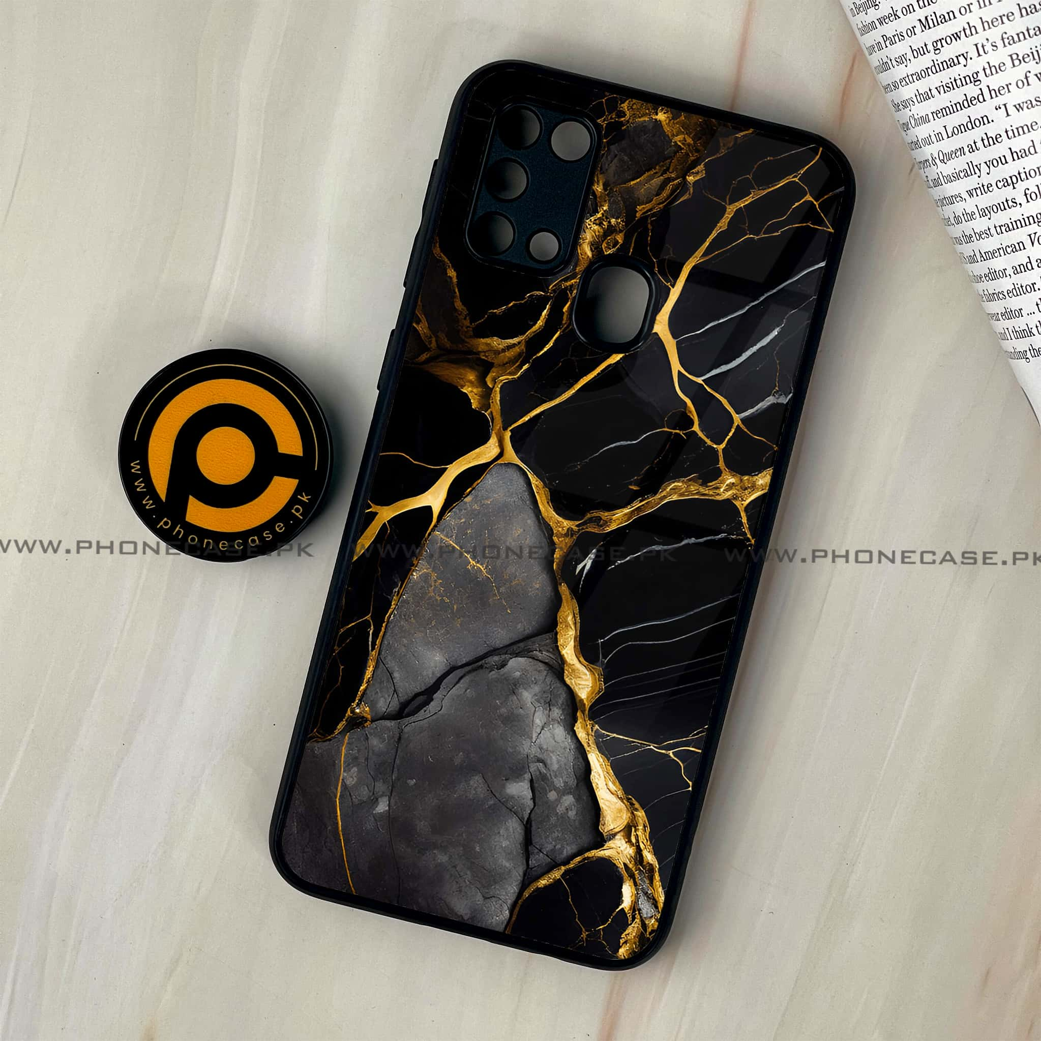 Galaxy M31 - Liquid Marble Series - Premium Printed Glass soft Bumper shock Proof Case