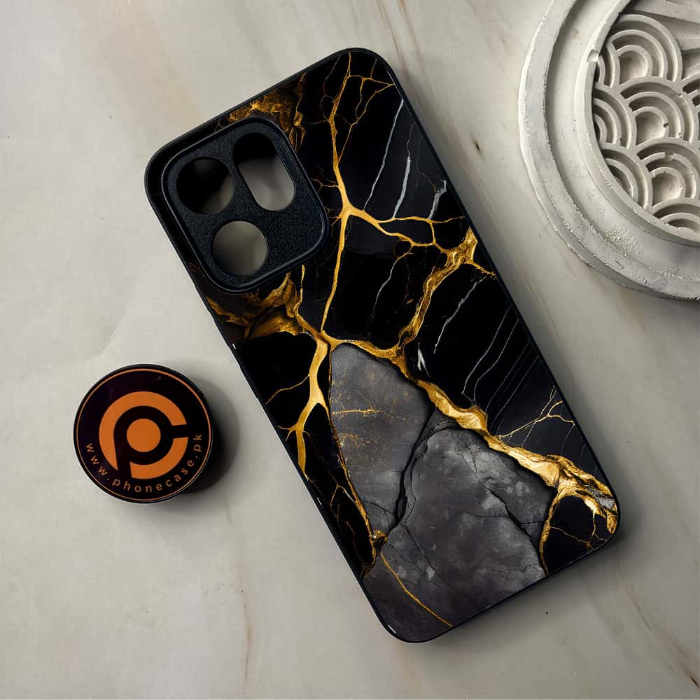 Oppo Reno 14F - Liquid Marble Series - Premium Metal Printed Soft Bumper Shockproof Case