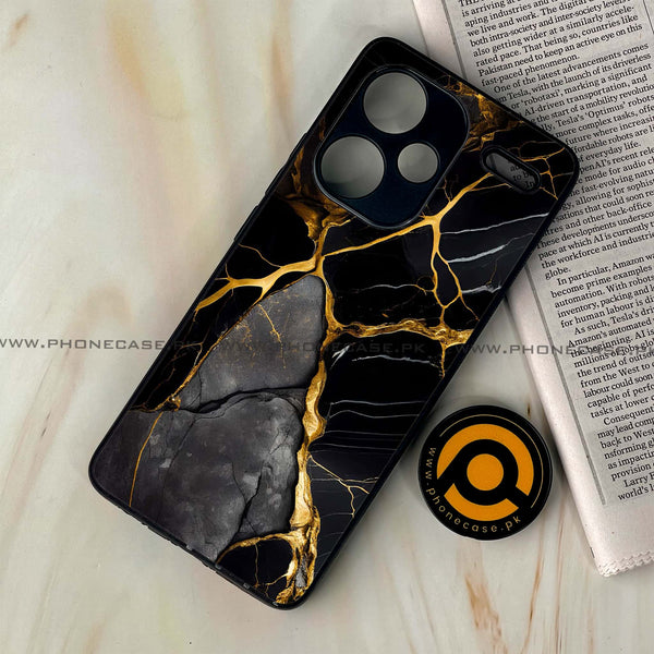 Redmi Note 13 Pro Plus 5G - Liquid Marble Design 6 - Premium Printed Glass soft Bumper shock Proof Case  CS-25568