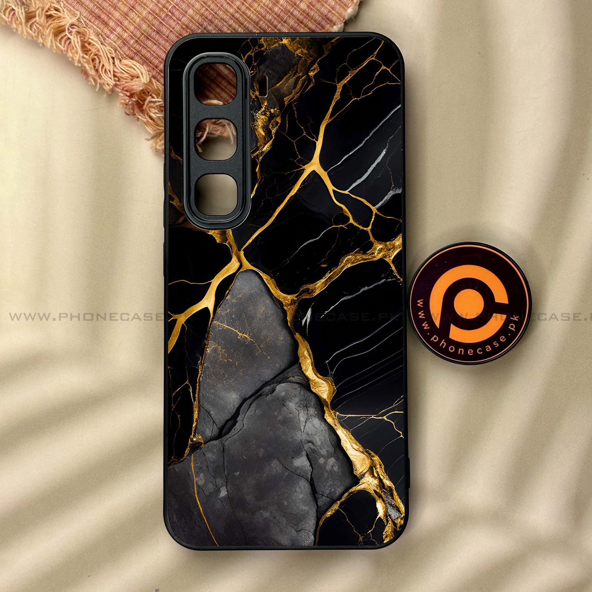 Infinix Hot 60 Pro - Liquid Marble Series - Premium Metal Printed soft Bumper shock Proof Case
