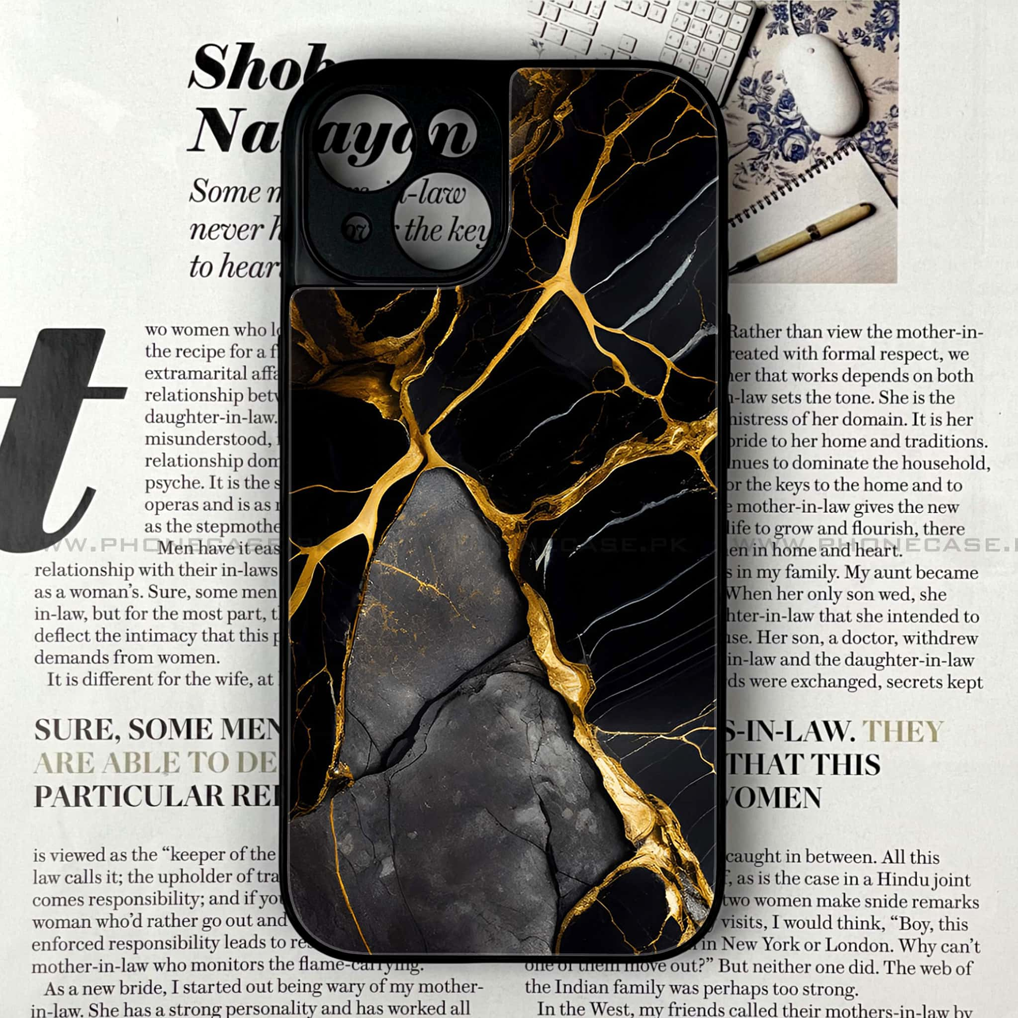 iPhone 15 - Liquid Marble Series - Premium Printed Glass soft Bumper shock Proof Case