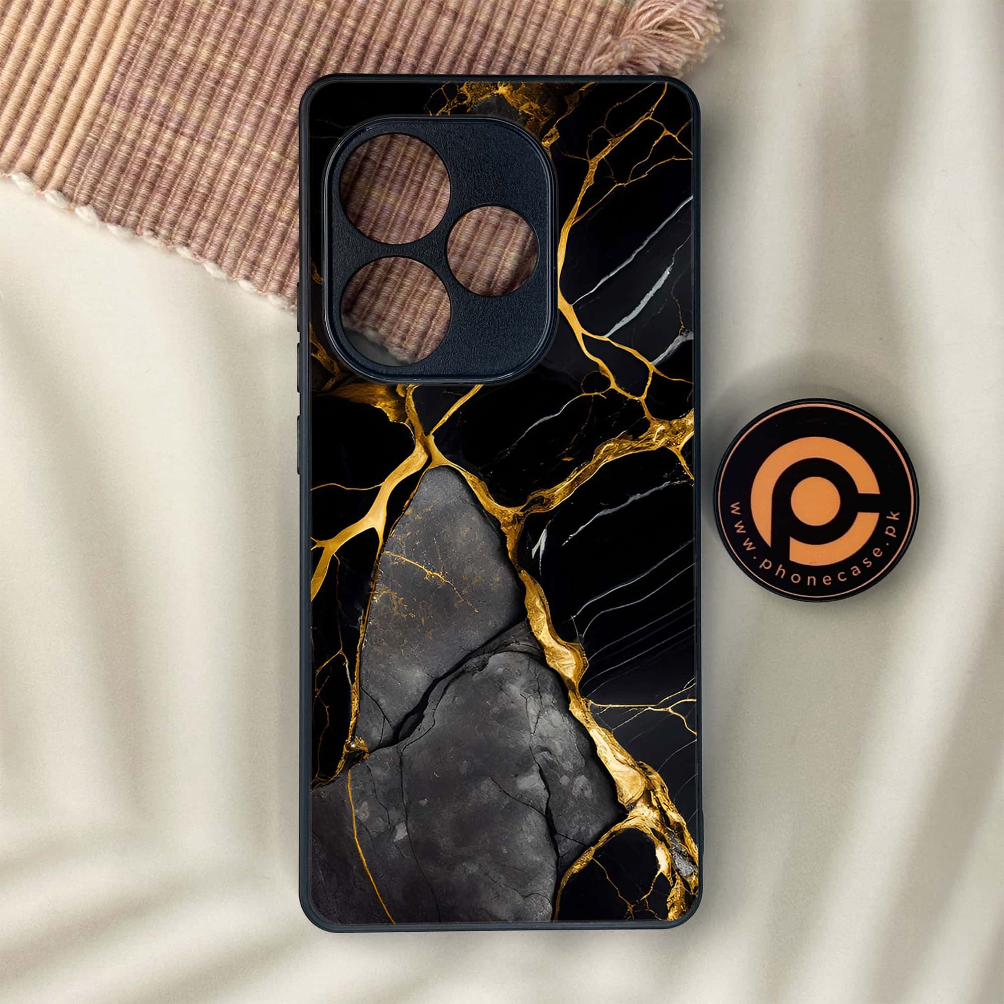 Realme GT 6 - Liquid Marble Series - Premium Metal Printed soft Bumper shock Proof Case