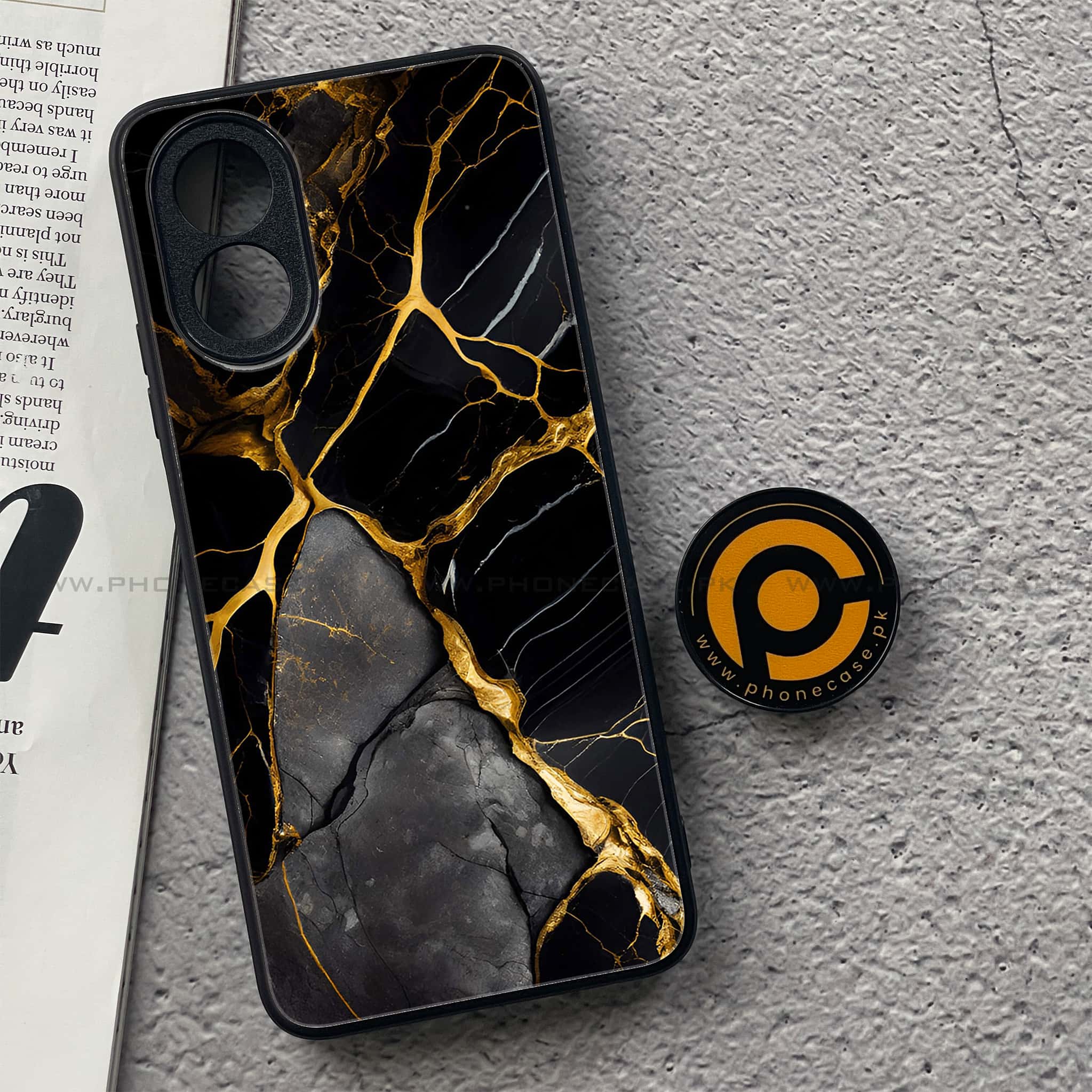 Oppo A18 4G - Liquid Marble Series - Premium Printed Glass soft Bumper shock Proof Case